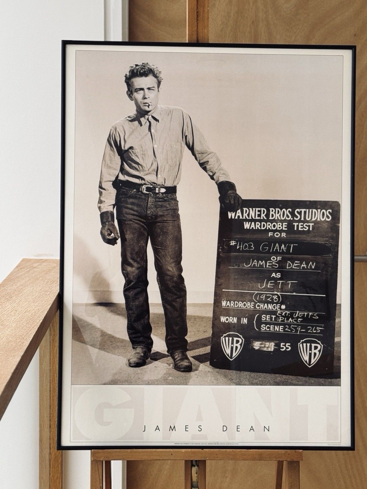Framed Warner Brothers James Dean Giant Wardrobe Test Poster 1980s photo furniture