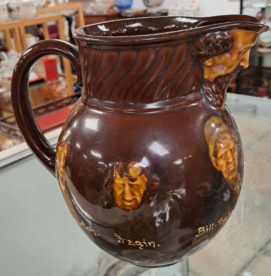 Antique Doulton Doulton Kings Ware Dickens Whisky/ Water Jug A/F photo for sale