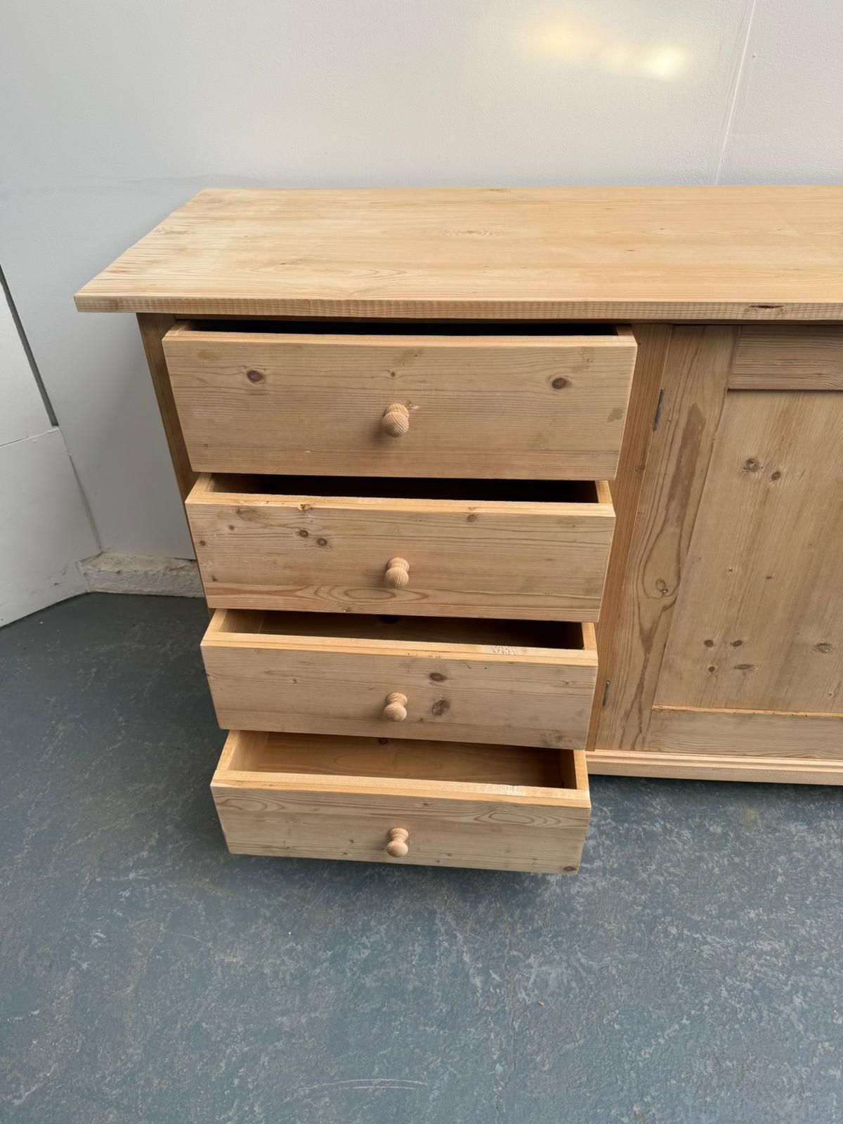 A Superb Antique Pine 4 Drawer Kitchen Dresser Base To Wax / Paint photo vinterior