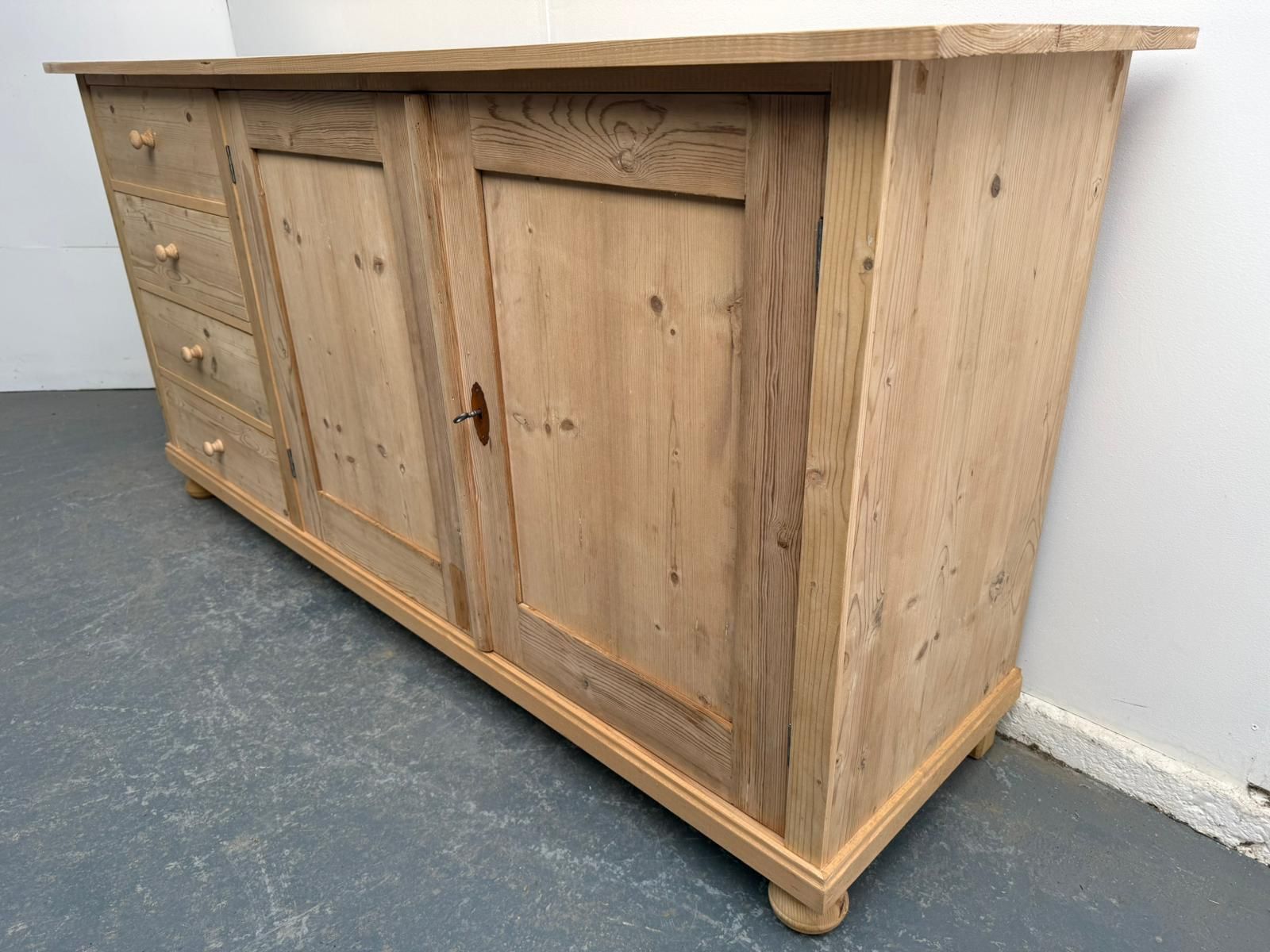 A Superb Antique Pine 4 Drawer Kitchen Dresser Base To Wax / Paint photo vintage