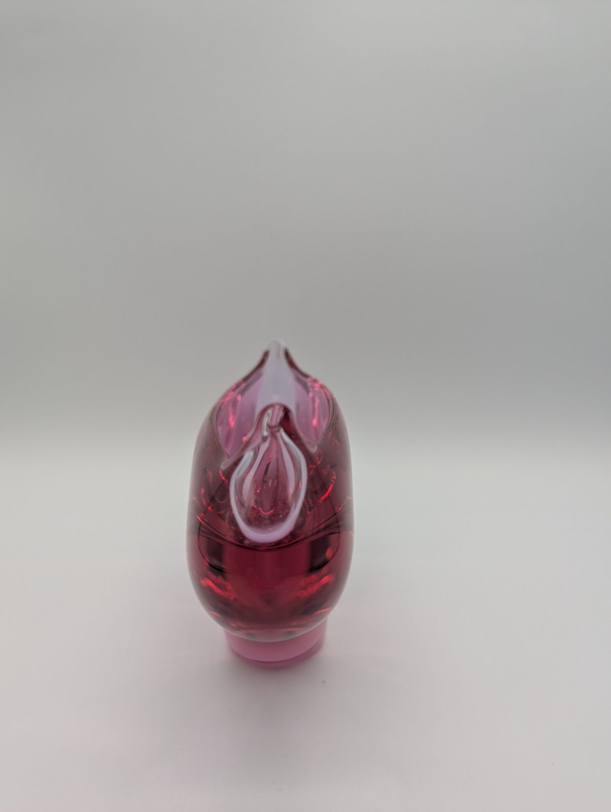 Czech Art Glass Bowl By Miloslav Klinger For železný Brod Sklo, Pink Sculptural Centrepiece, 1960s photo vinterior