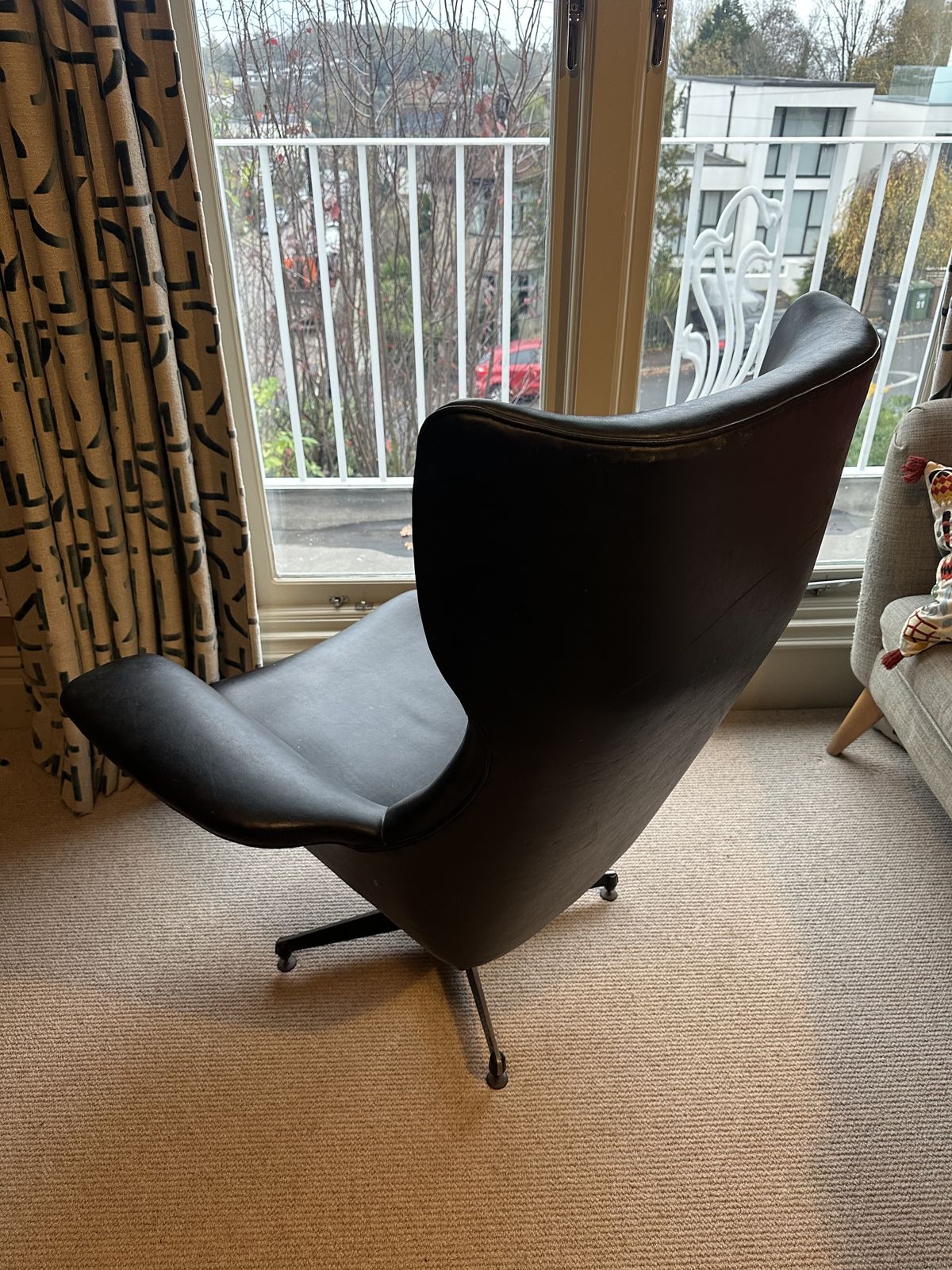 1960's Everest Black 'Swivel & Rock' Wing Chair, For Heals photo furniture