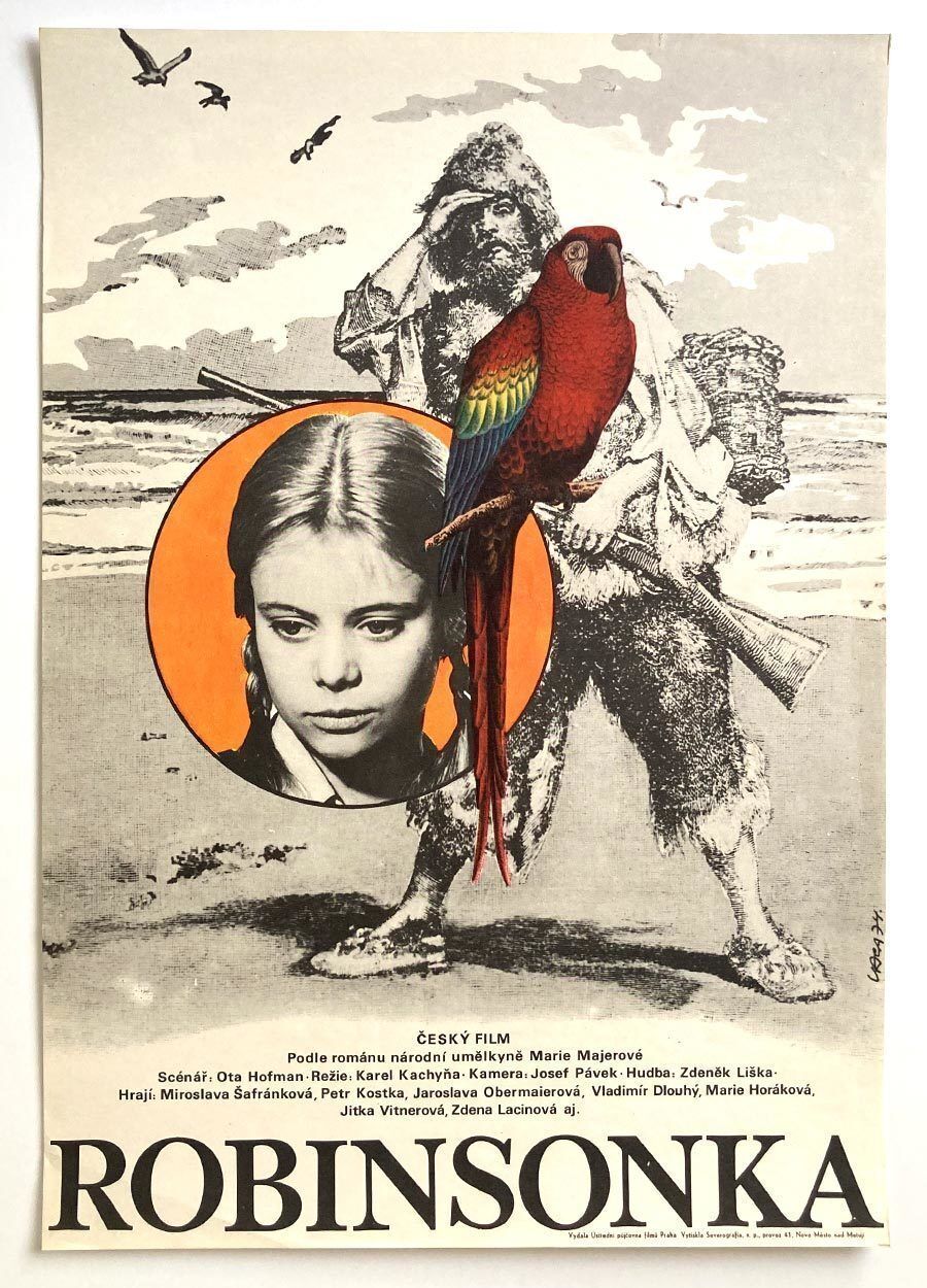 Original Film Poster, Robinson Girl, Karel Vaca, 1974, Genuine Czech Vintage Print