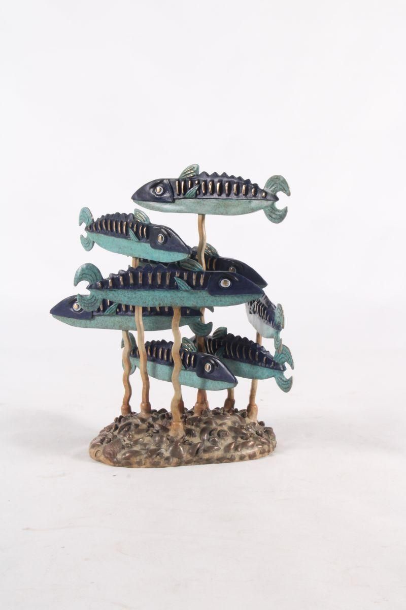 Art Limited Edition Bronze Sculpture ‘School Of Fish’ By Graham Knuttel photo