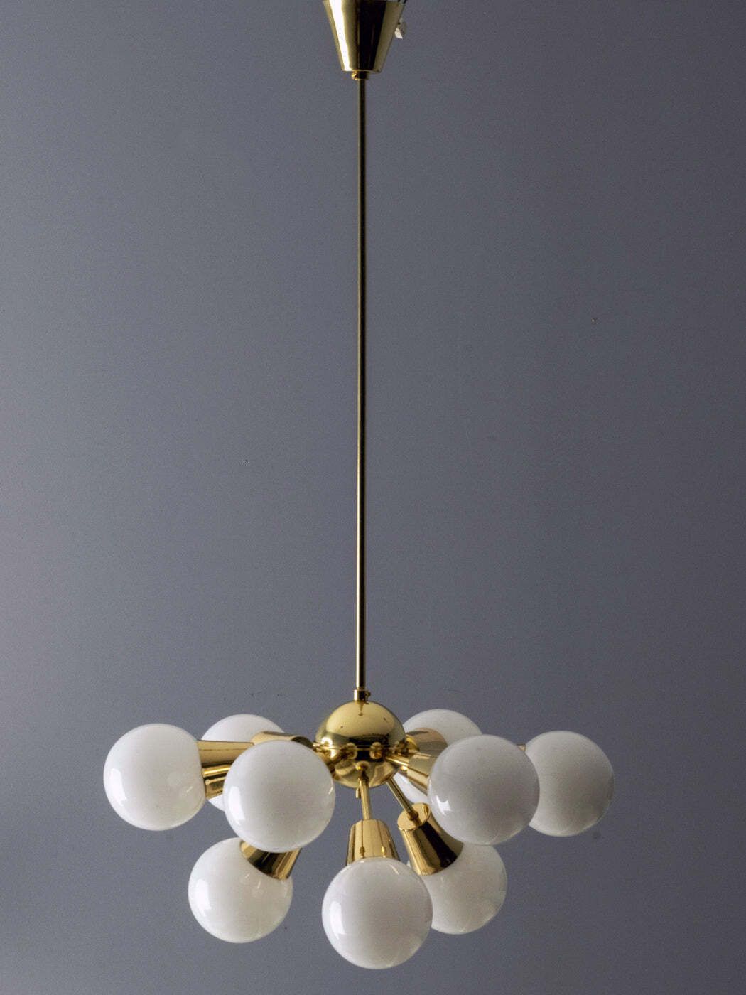 Nine Arm “Sputnik” Chandelier, Jaroslav Bejvl Sr, 1970s, Czechoslovakia photo for sale