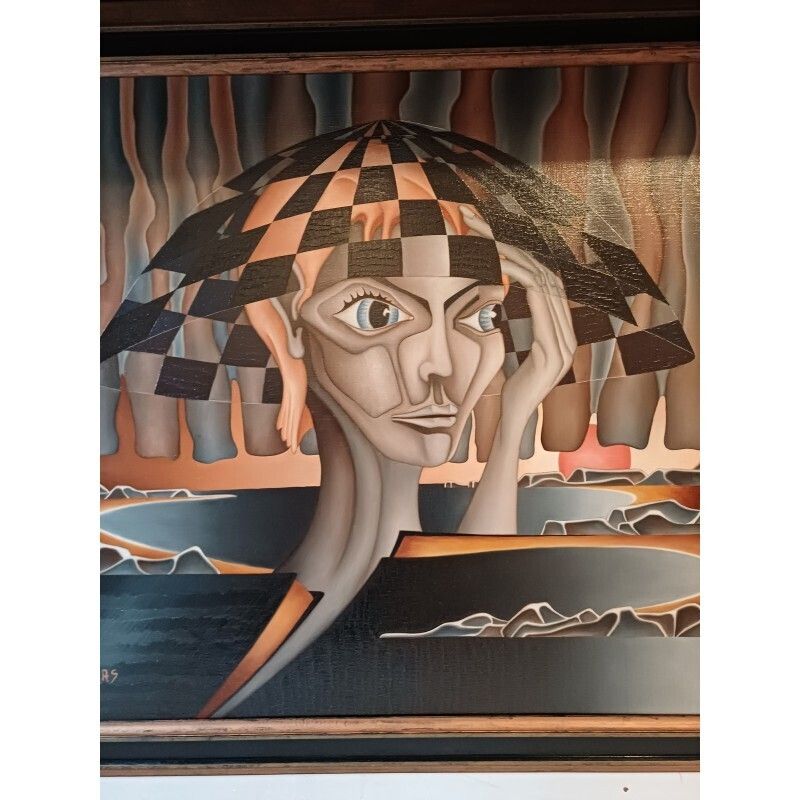 Oil On Canvas Jm Sostras 1979, 1970s photo for sale