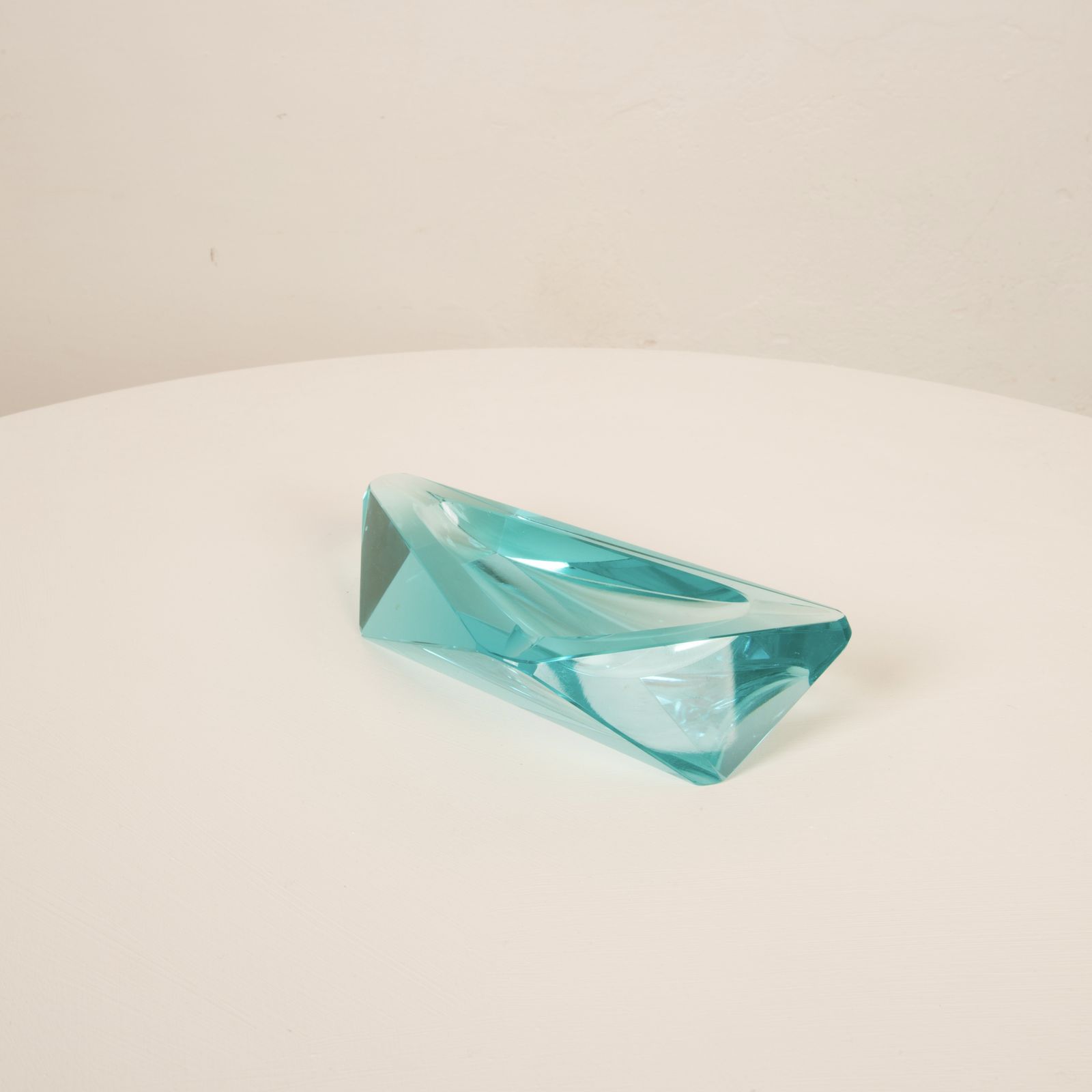 Home Decor Fontana Arte Italia Style Blue Crystal Ashtray From The 1970s. photo