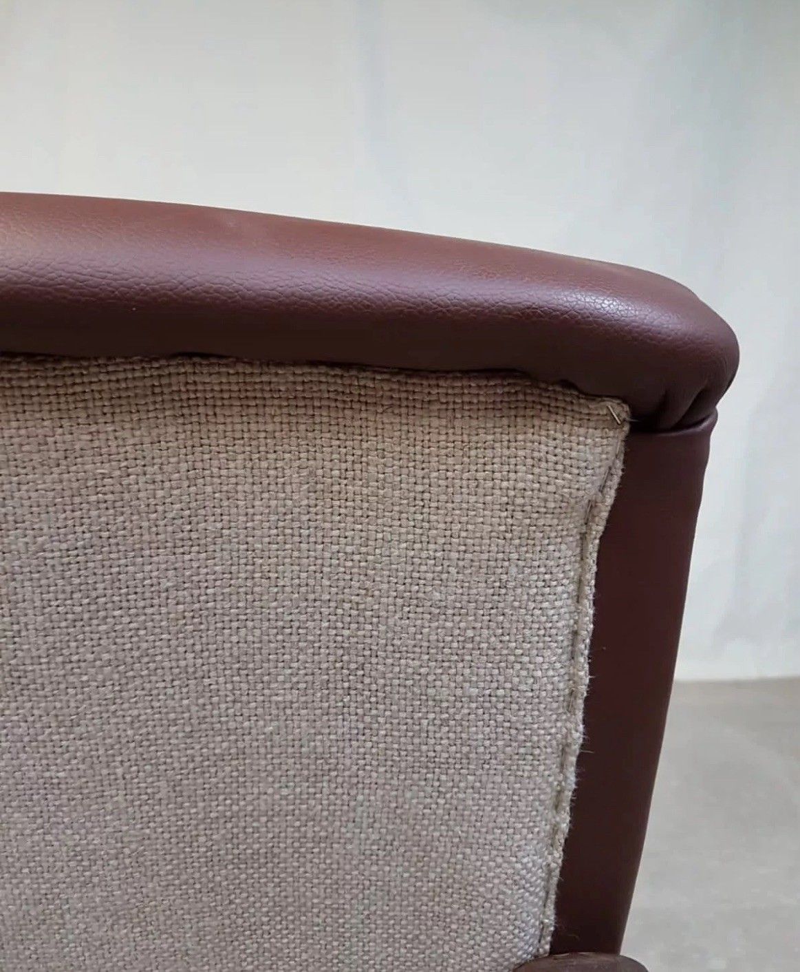 Vtg Mid Century 60s Teak Leather Restored Lounge Chair Danish *Delivery Avail photo buy