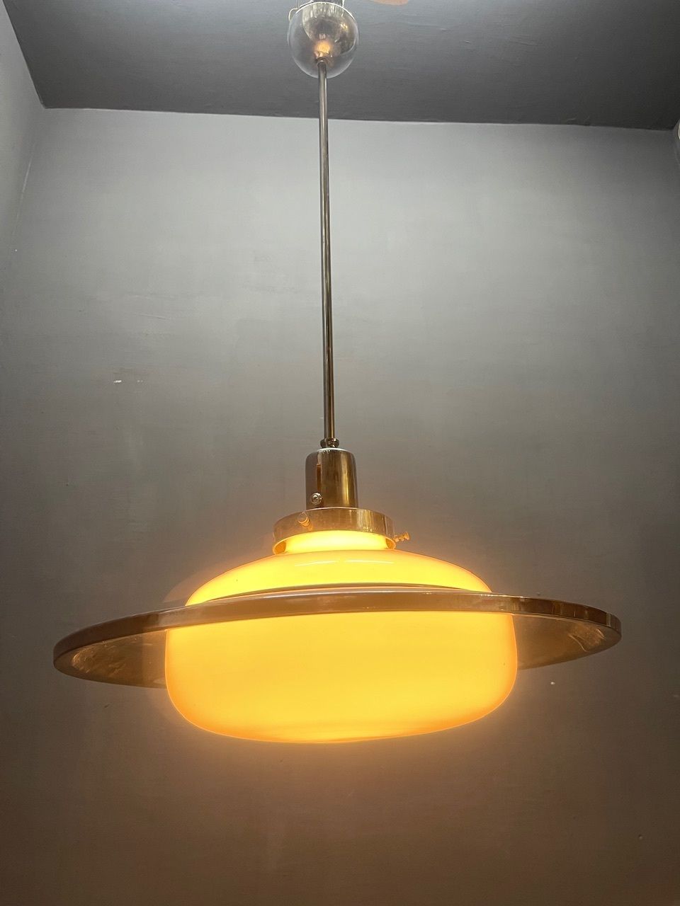 Space Age Chrome Pendant Lamp Attributed To Gino Sarfatti, 1950s photo for sale