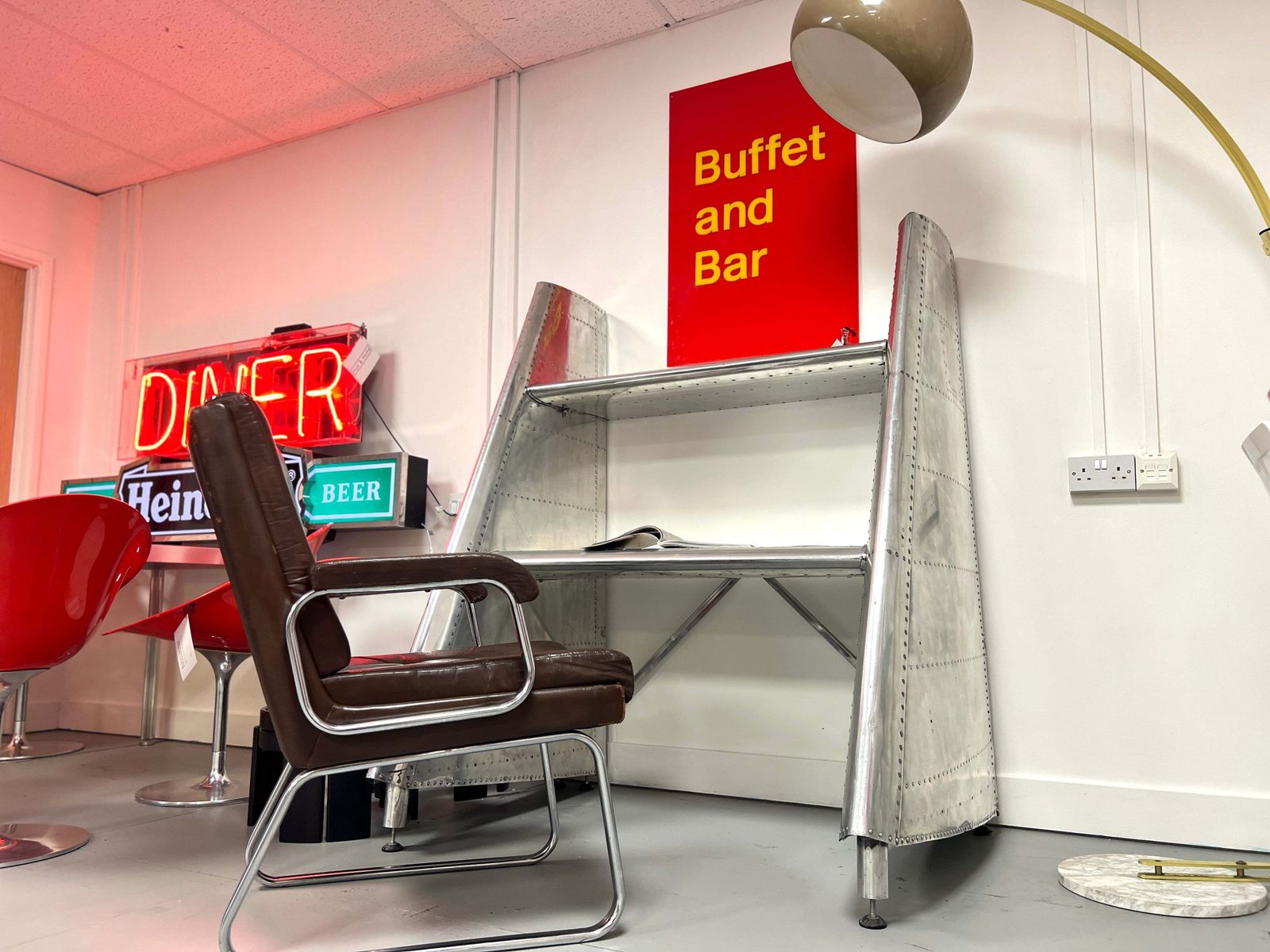 Ex Mod Jet Provost Desk Made From Polished Aluminium Horizontal Stabilisers