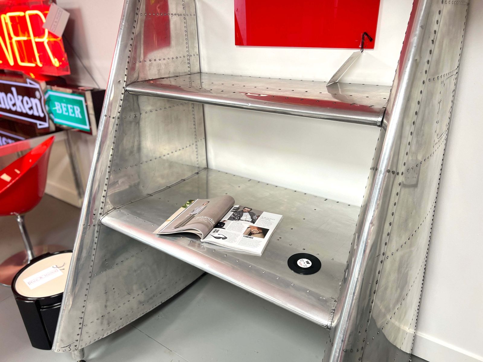 Ex Mod Jet Provost Desk Made From Polished Aluminium Horizontal Stabilisers photo Furniture