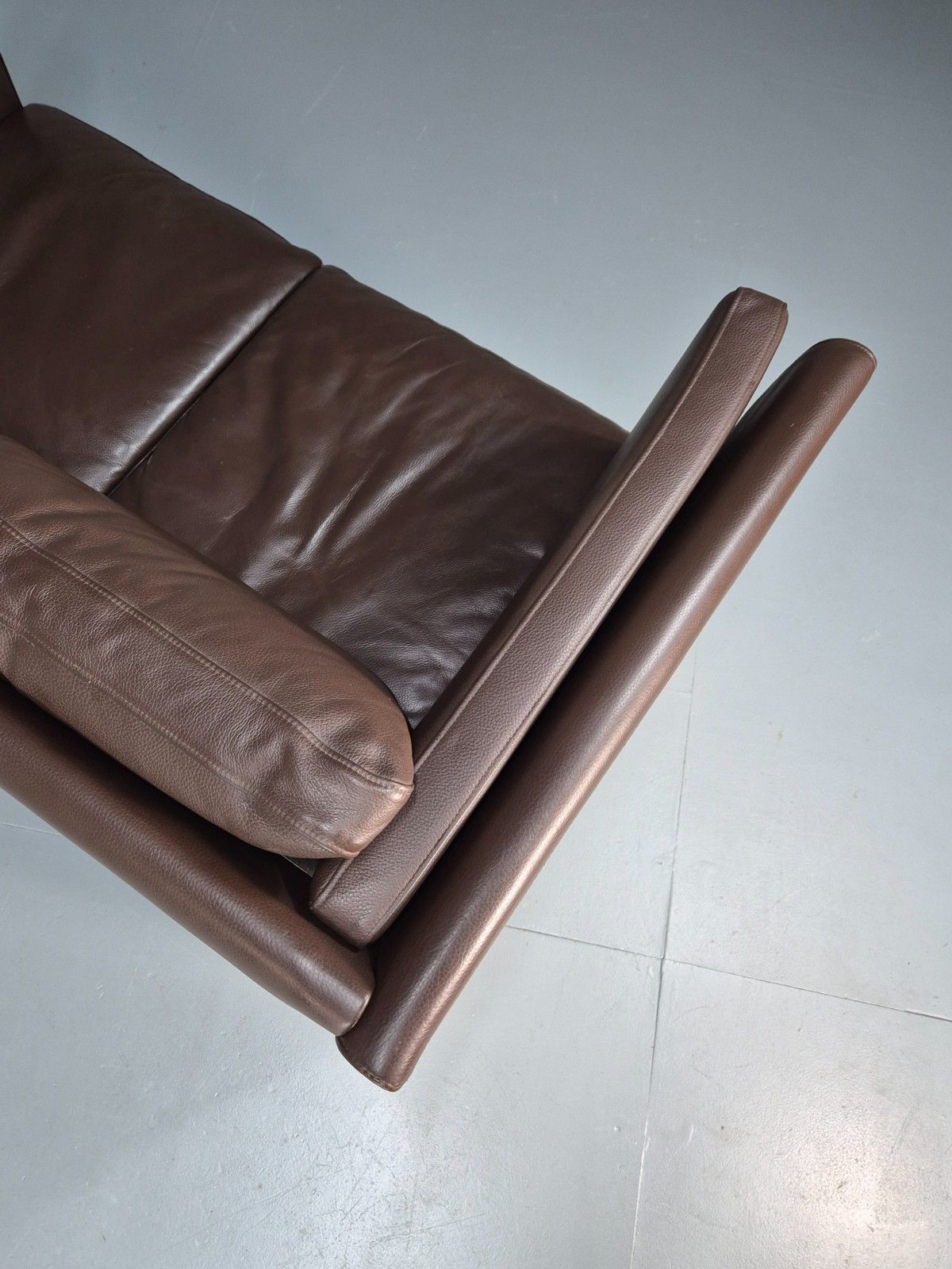 photo vinterior Mid Century Two Seater Sofa Vintage Danish Brown Leather Retro 1970 Eb10094 M2ss