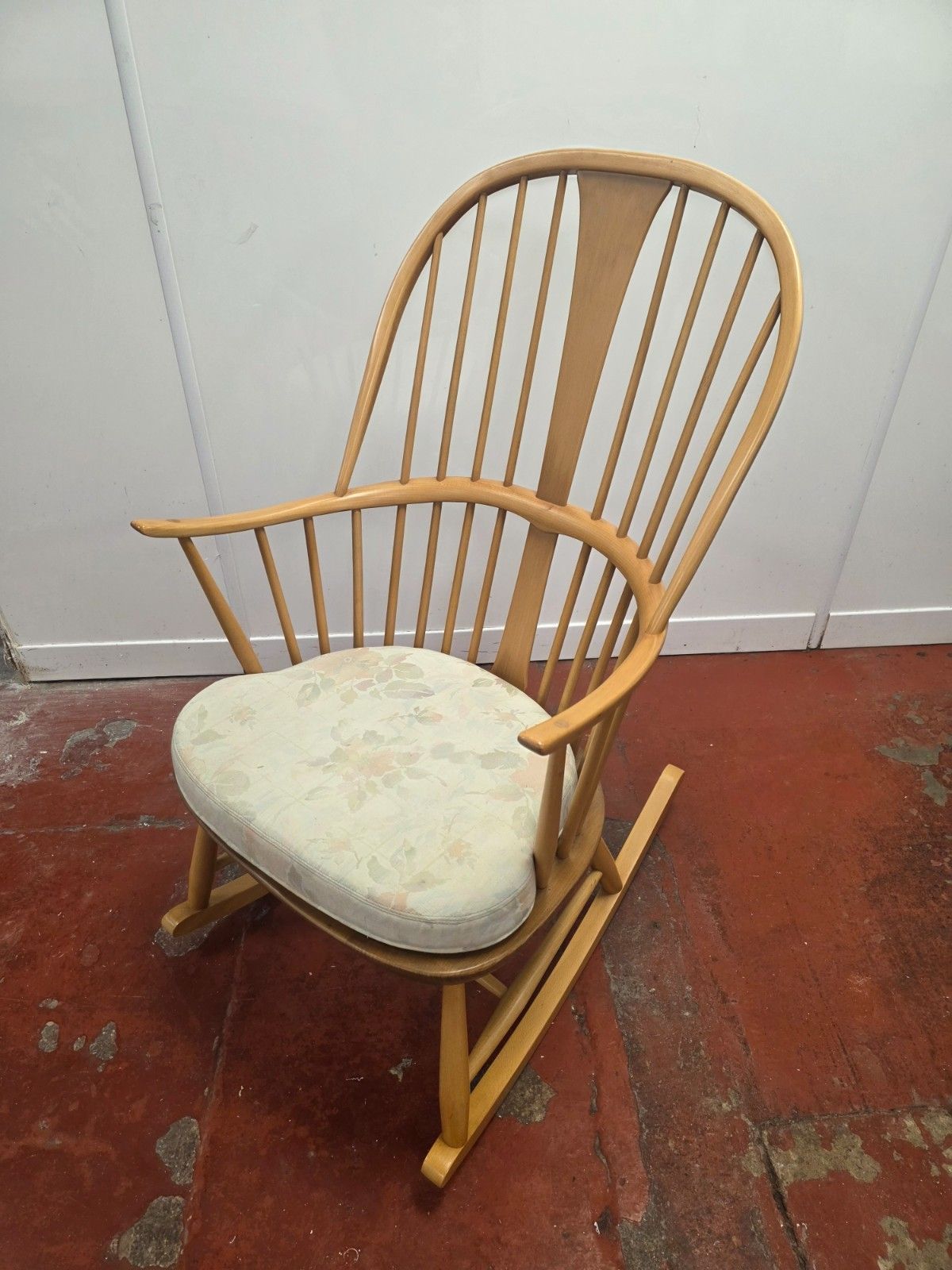 Furniture Blonde Ercol Chair Makers Rocking Chair With Original Cushion photo