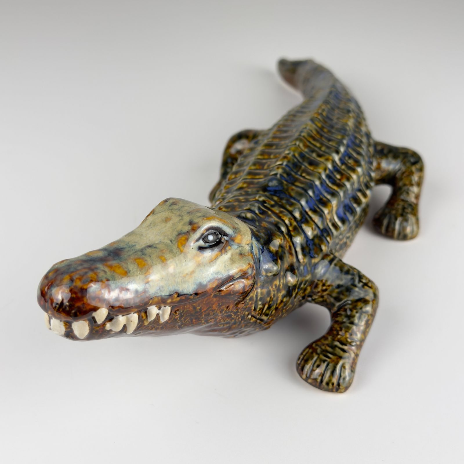 Vintage Ceramic Sculpture Of Crocodile From Bassano, Italy 1980s photo Art