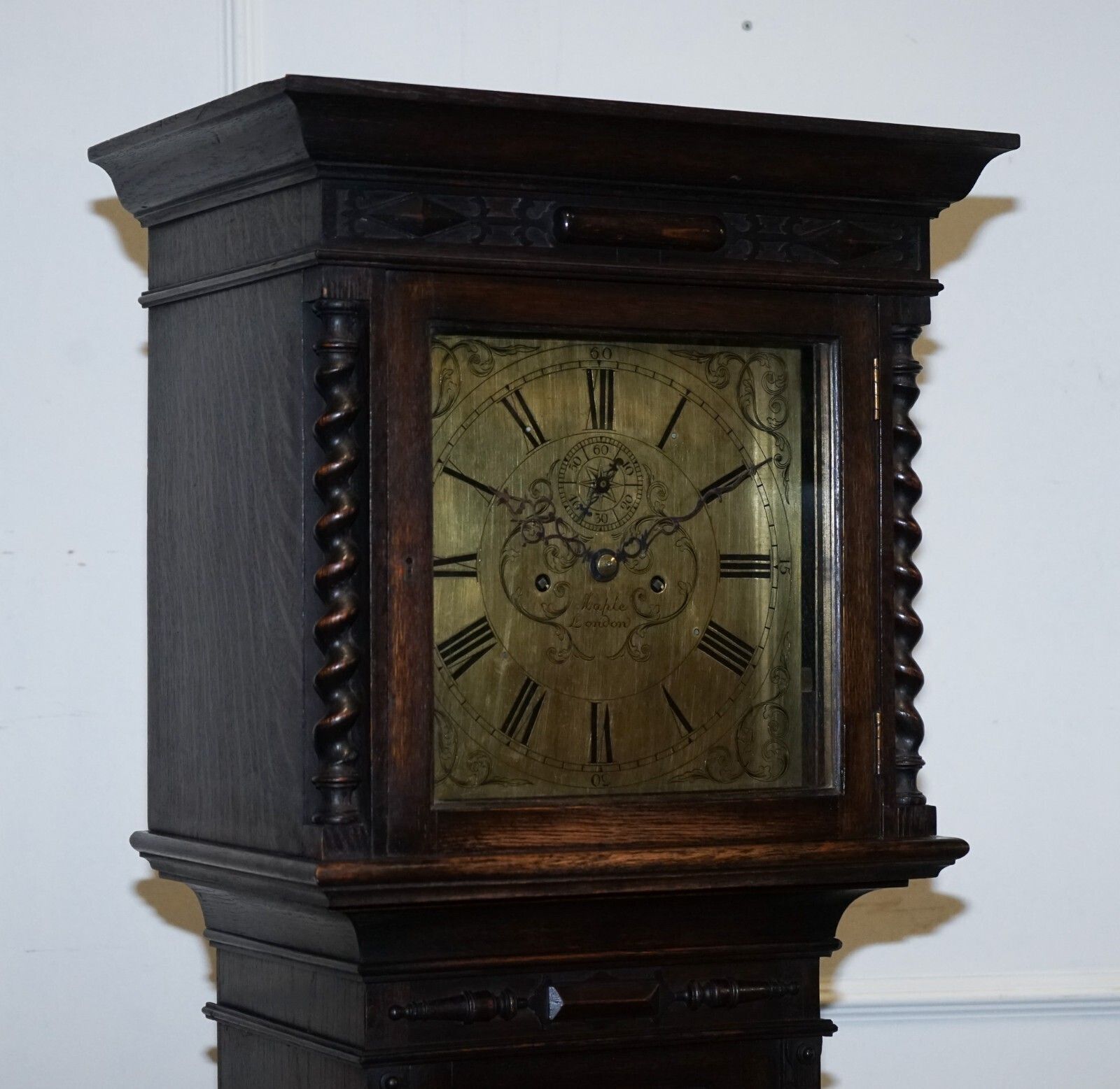 Antique English Arts & Crafts 8 Day Longcase Grandfater Clock By Maple London photo furniture