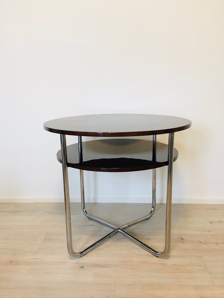 Vintage Bauhaus Czech Chrome Coffee Table, 1930s