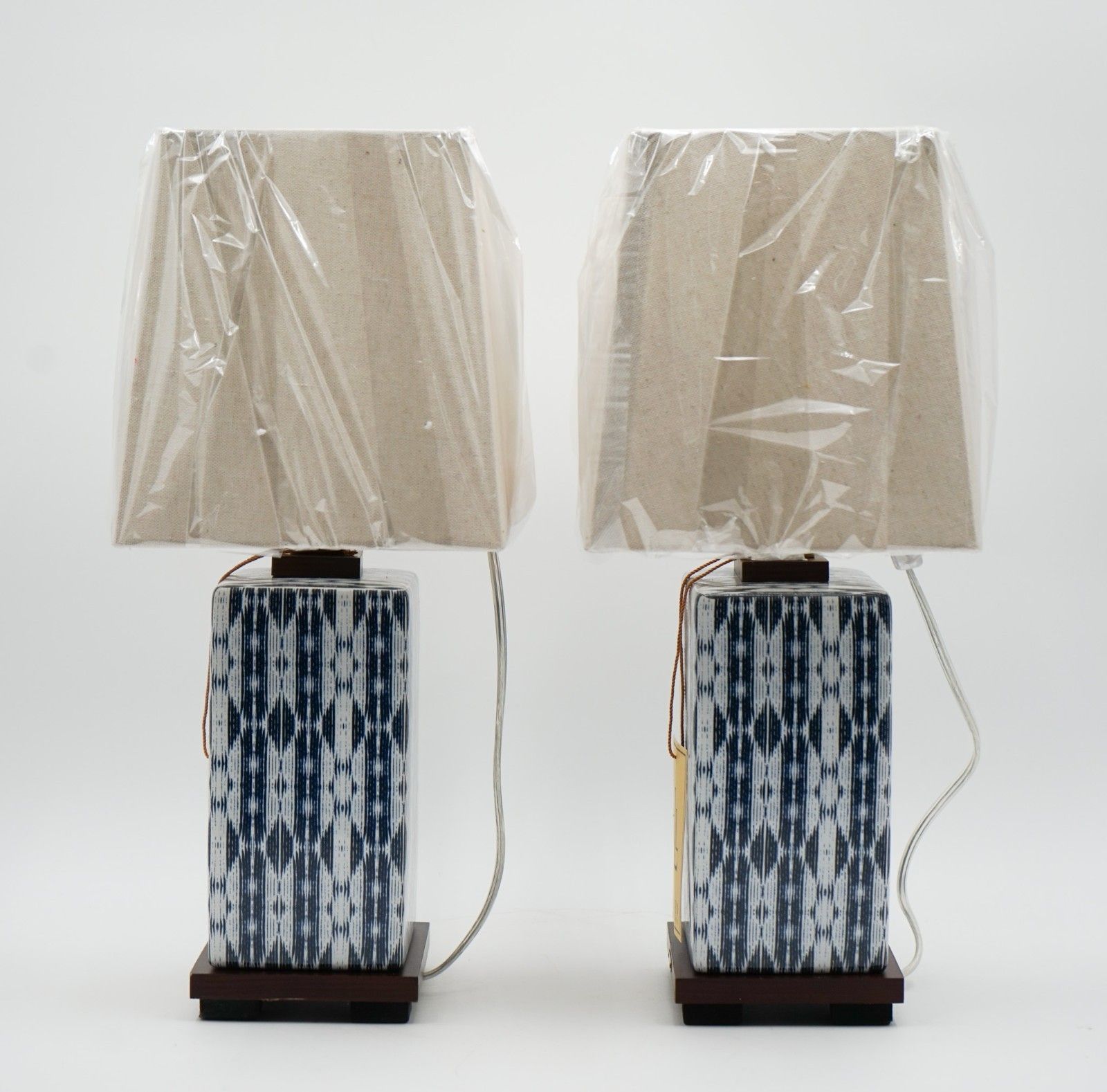 Pair Of Ralph Lauren Ex Display Ceramic Blue Table Lamps Including Shades (1/1) photo for sale