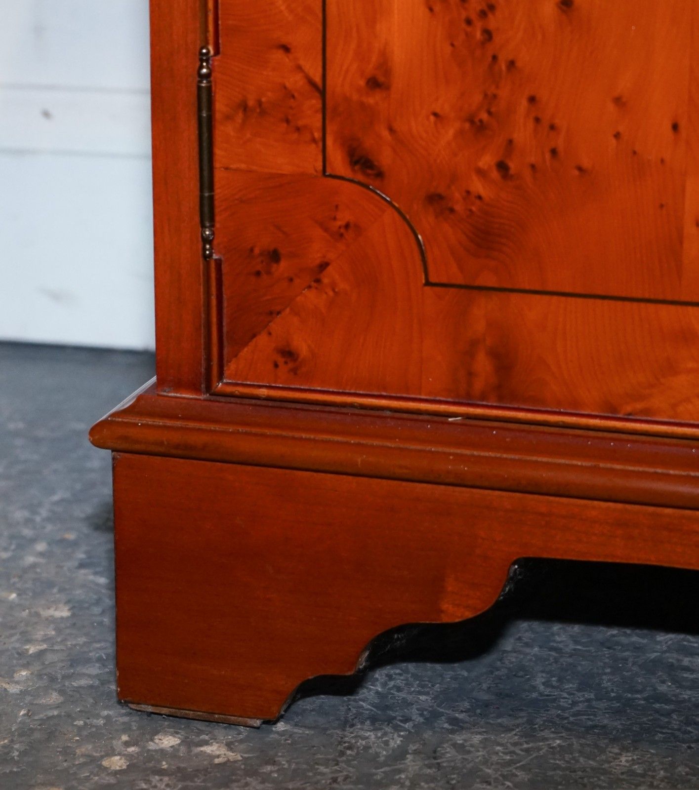 Vintage Burr Yew Wood Sideboard With Four Cupboards & Drawers photo vintage
