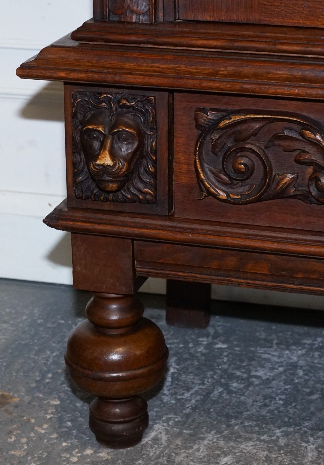 Furniture 19th Century Renaissance Style French Carved Walnut Cabinet With Shelves photo