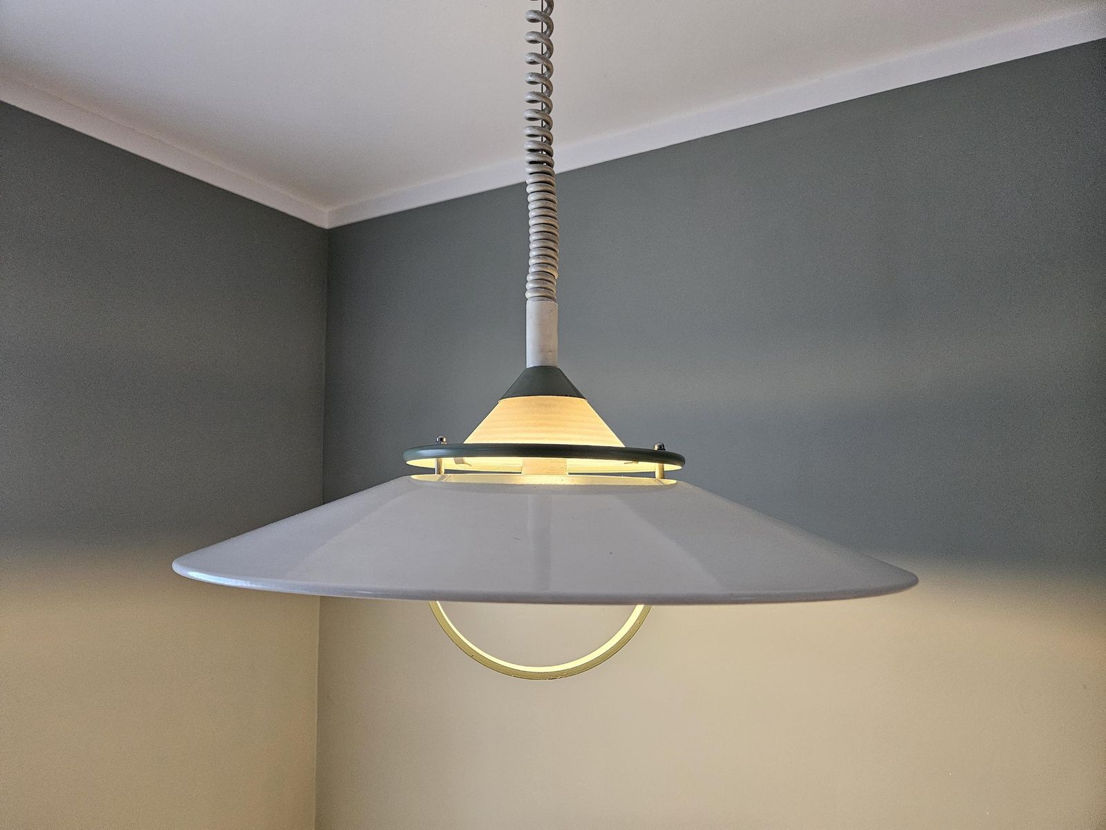 Vintage 80s Pendant Light: Scandinavian Metal Hanging Lamp photo furniture