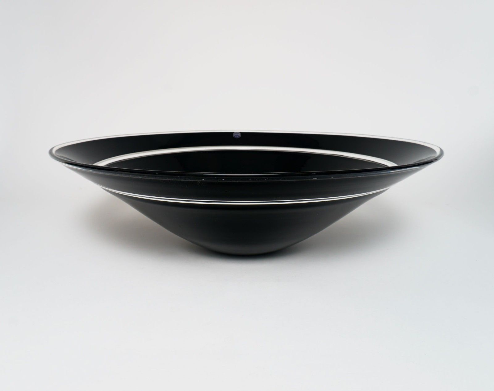 Huge Vintage Cenedese Murano Glass Black Incalmo Centrepiece Bowl With Label