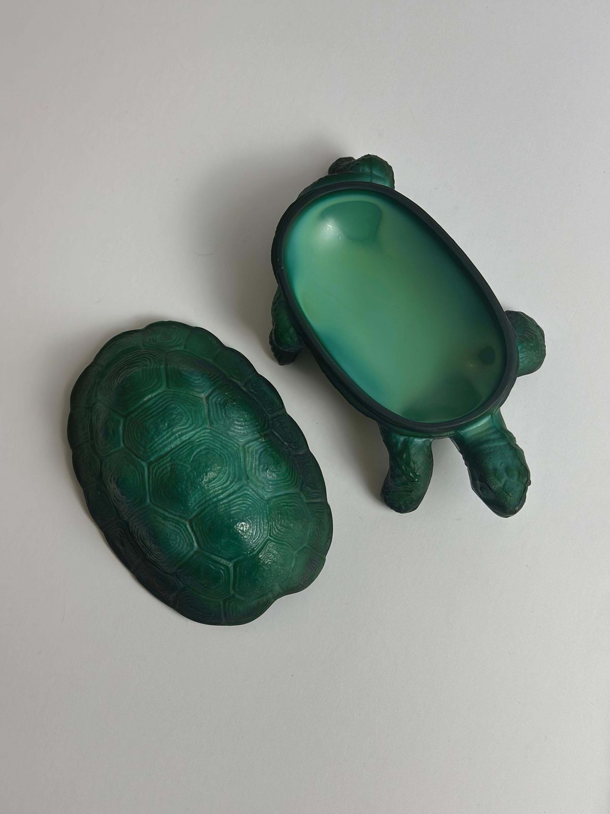 Malachite Green Glass Turtle Trinket Box By Curt Schlevogt, Czechoslovakia 1960s photo buy