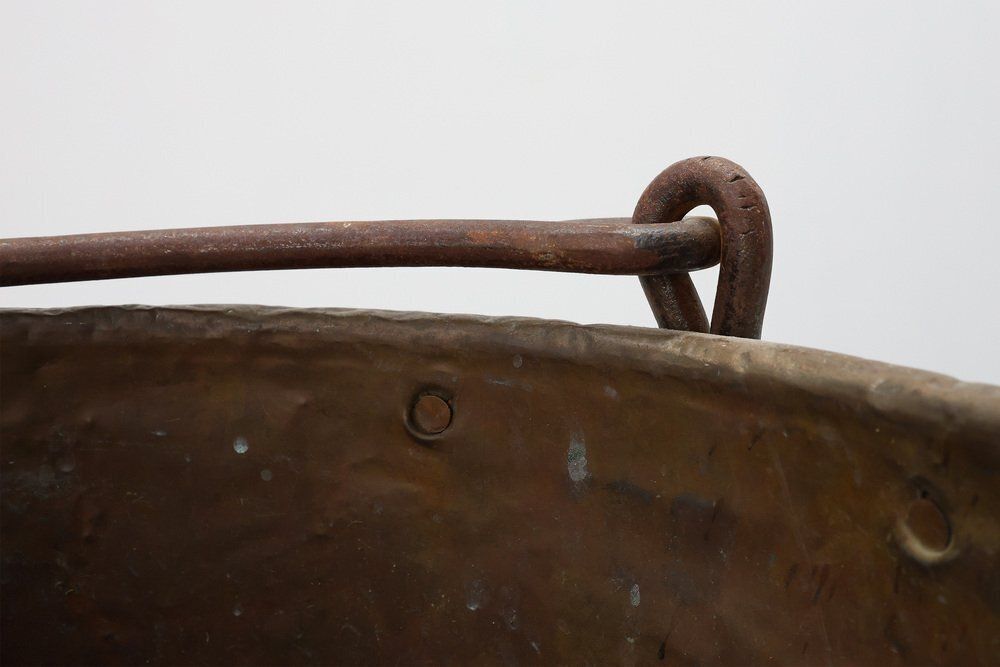 photo for sale Large Antique 19th Century Hand Hammered Copper Kettle, France
