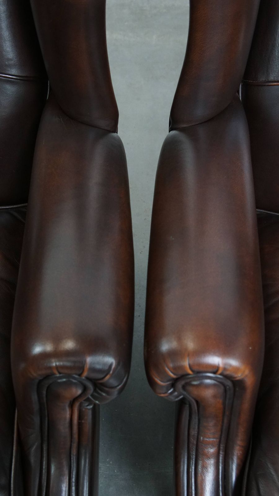 Comfortable And Very Beautiful Set Of 2 English Style Cowhide Wing Chairs With A Luxurious Finish photo vintage