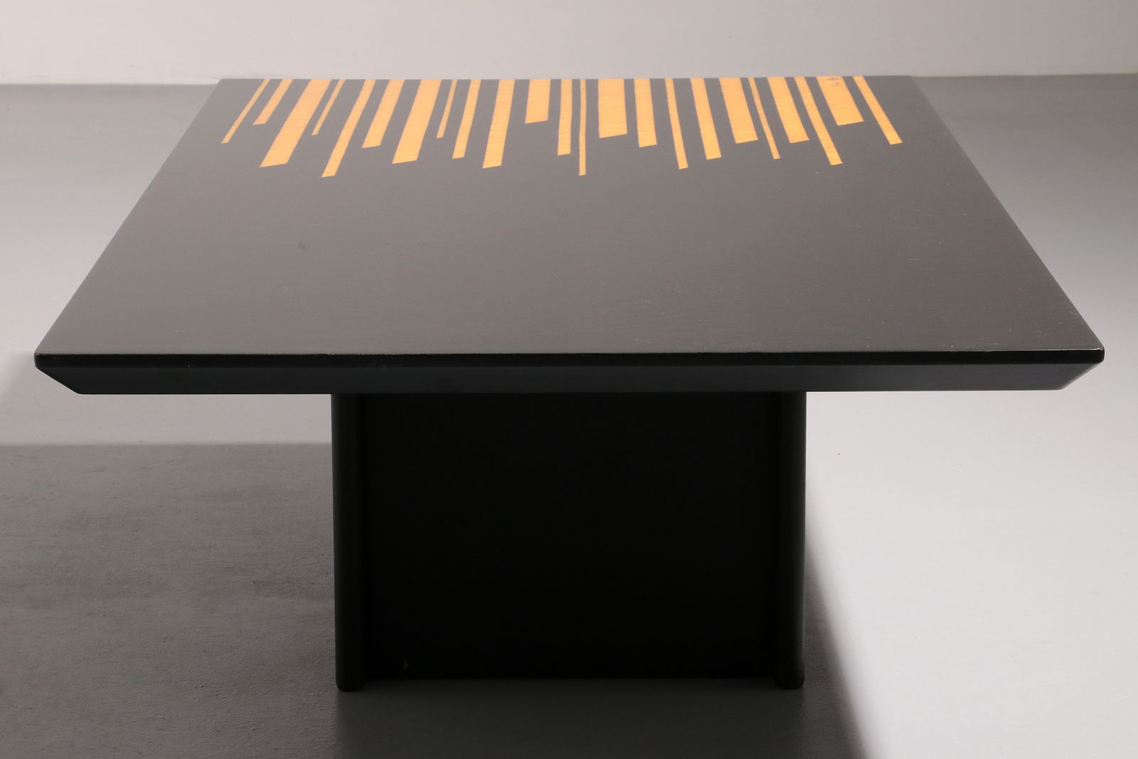 Furniture 1980s Italian Coffee Table In Black And Yellow Lacquered Wood. photo