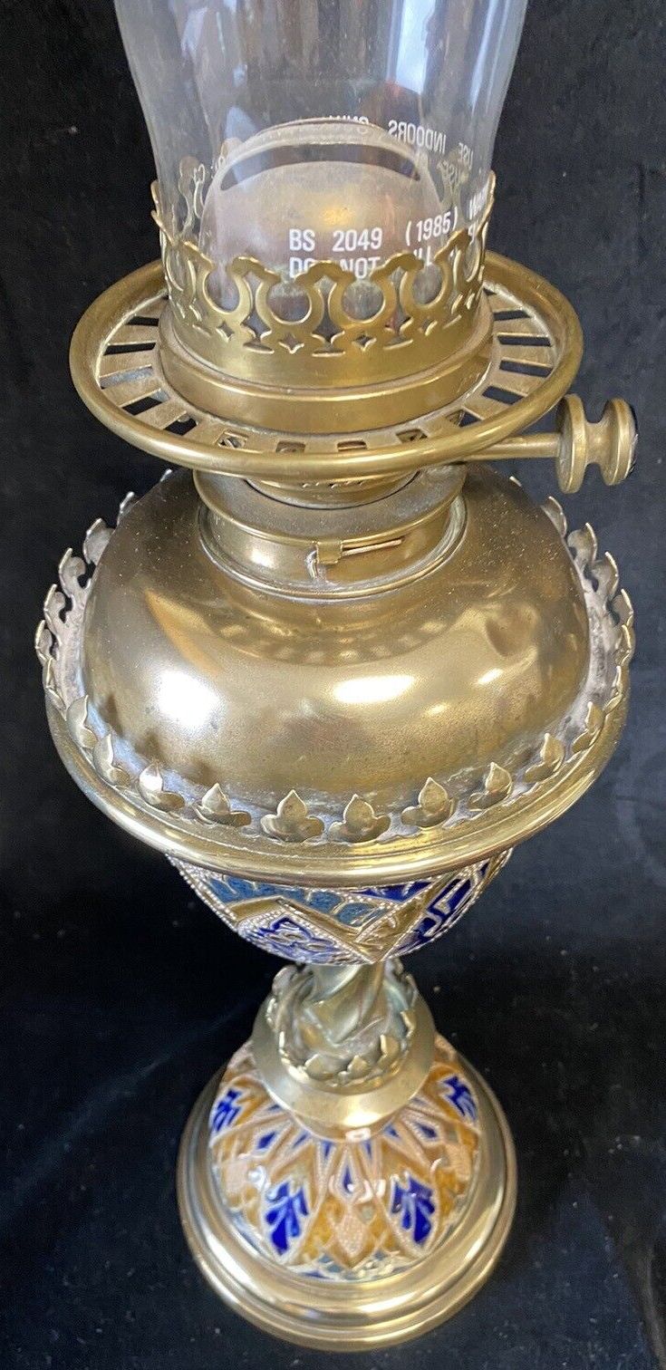 Beautiful Doulton Lambeth Stoneware Oil Lamp By J Hinks & Son photo 264.98