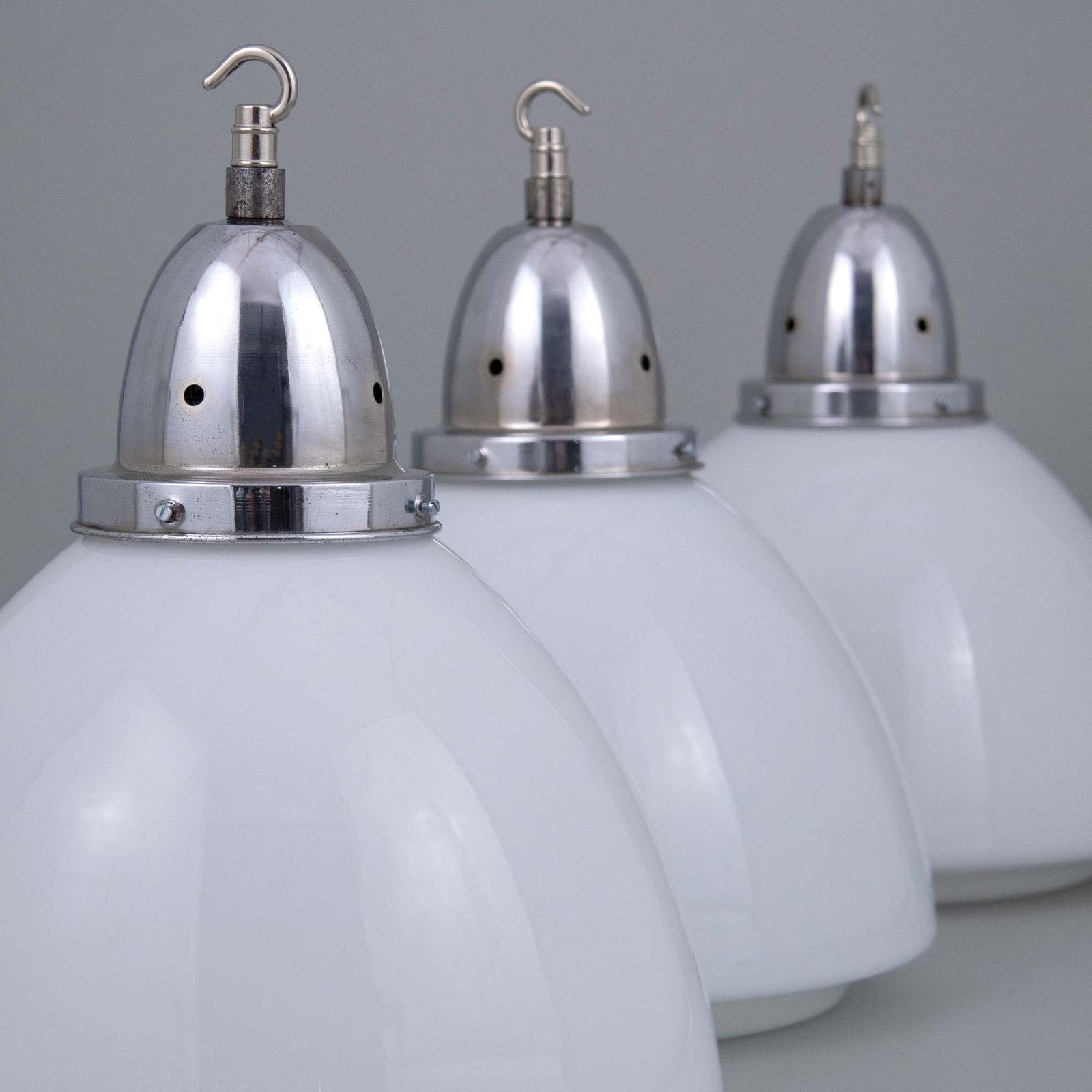 1930s Art Deco German Opaline Pendant Lights photo for sale