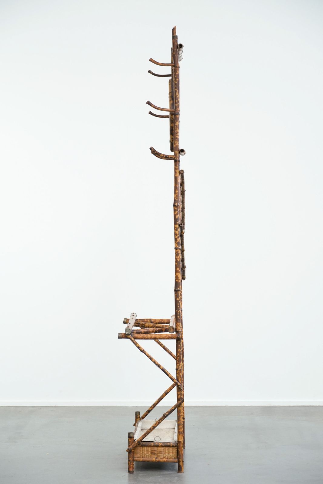 Charming Antique French Faux Bamboo Standing Coat Rack/Hallway Furniture With A Mirror And Umbrella Rack photo 372.0