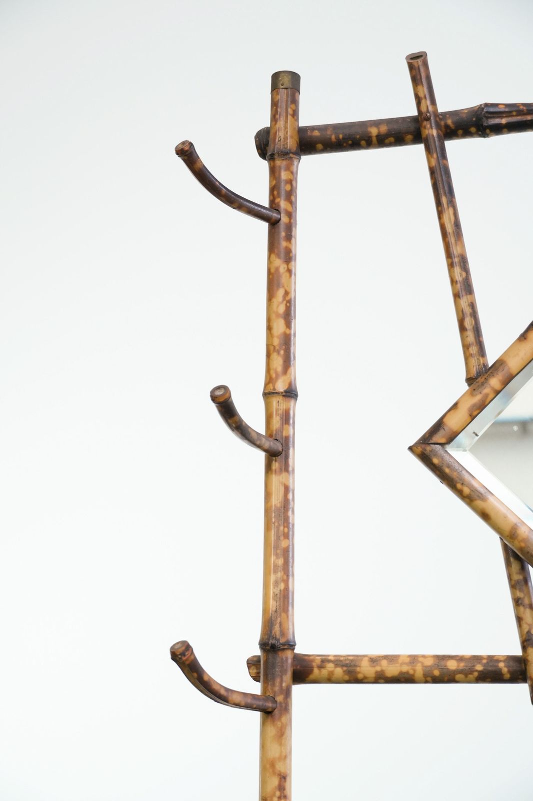 photo for sale Charming Antique French Faux Bamboo Standing Coat Rack/Hallway Furniture With A Mirror And Umbrella Rack