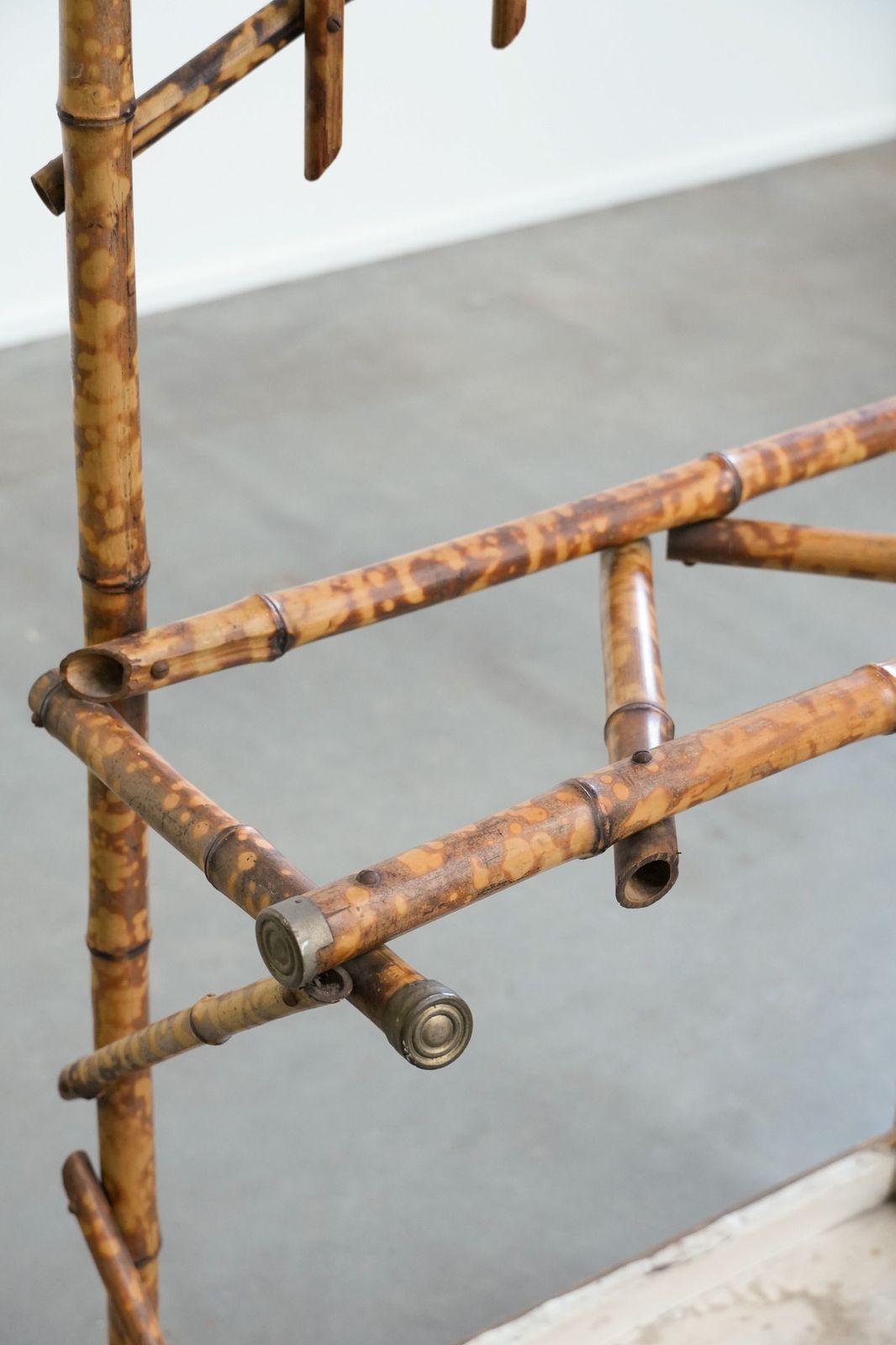 372.0 Charming Antique French Faux Bamboo Standing Coat Rack/Hallway Furniture With A Mirror And Umbrella Rack photo