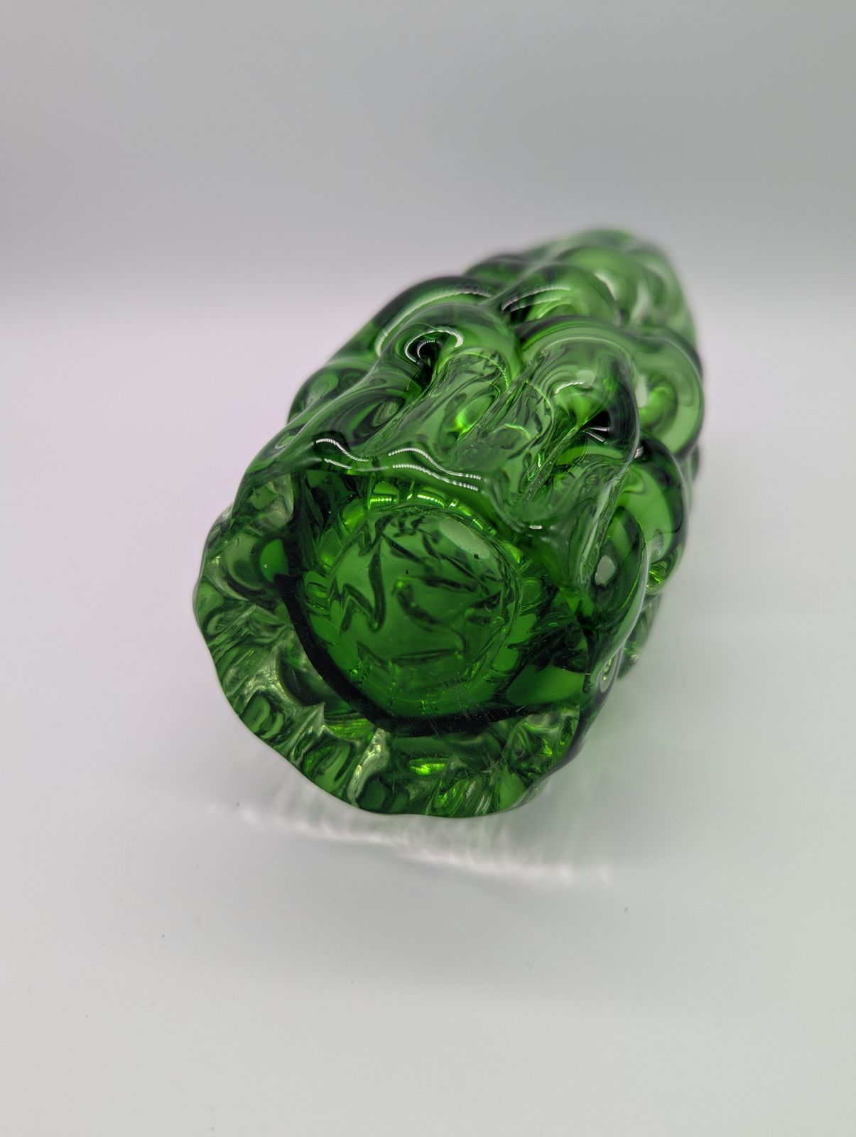 Pavel Hlava For Borské Sklo – Green Single Tone Encased “Brain” Vase, C.1960s (26 Cm) photo furniture