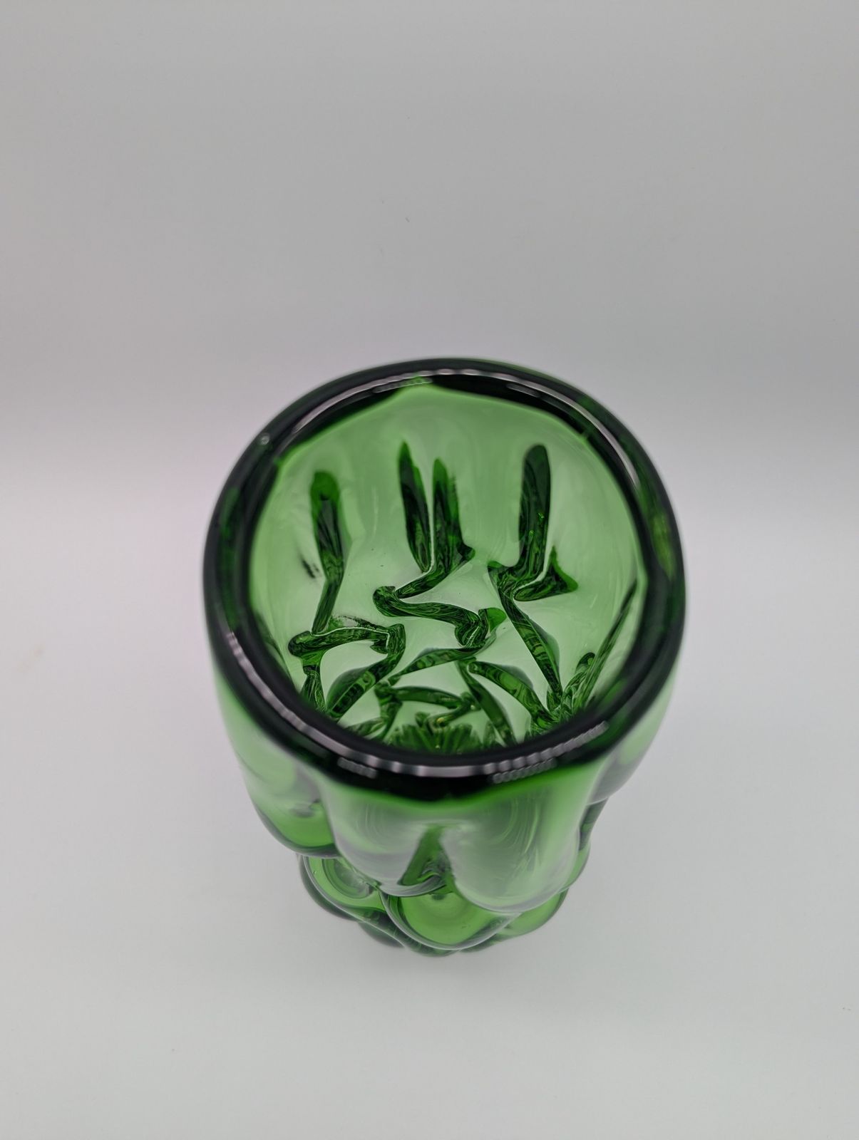 Pavel Hlava For Borské Sklo – Green Single Tone Encased “Brain” Vase, C.1960s (26 Cm) photo buy