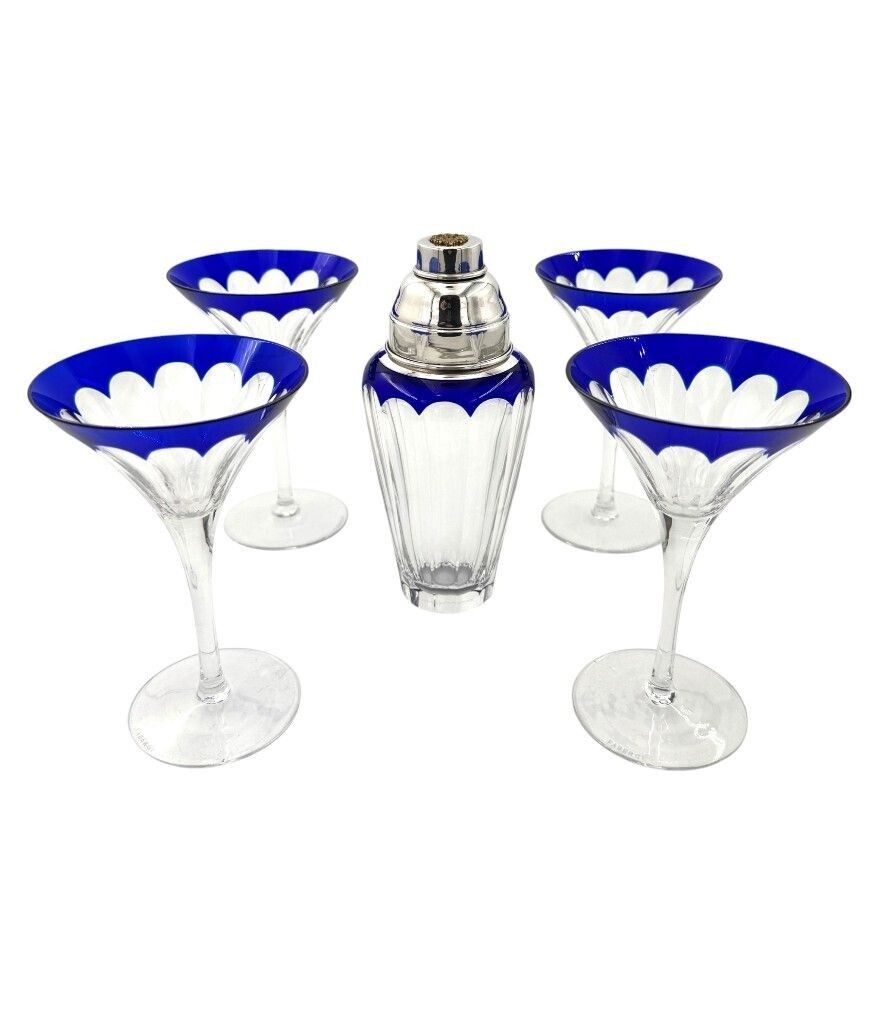 A Faberge Crystal "Grand Duke" Cocktail Set With Silver Plated Cocktail Shaker And 4 Glasses photo vinterior