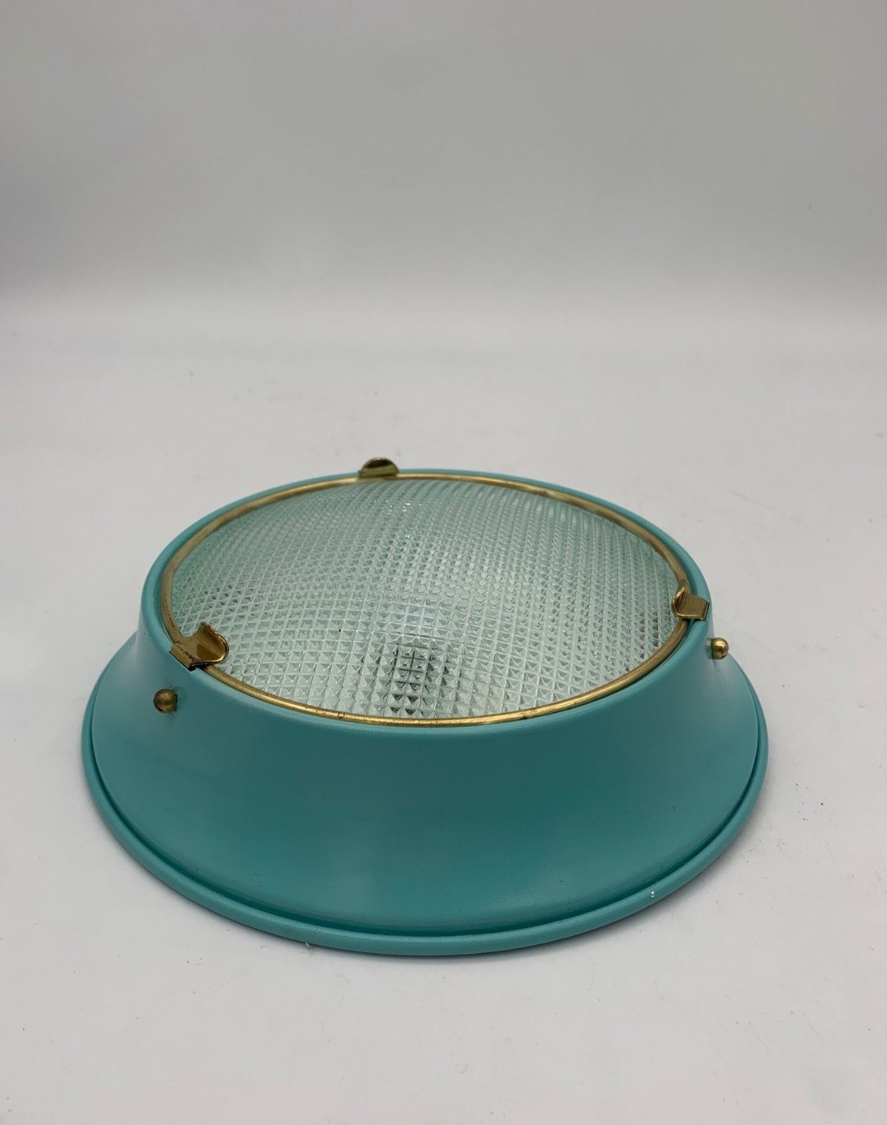 Pair Ceiling Lights  Applique  Attributed Fontana Arte Vintage Italy Sea Blue photo for sale