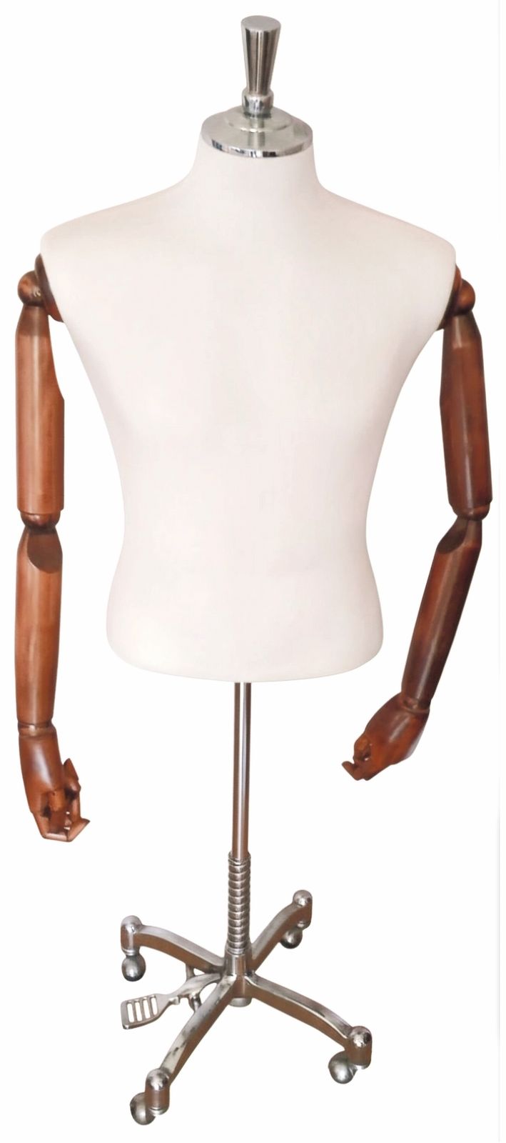 Vintage High End Male Mannequin Torso With Articulated Mahogany Arms. photo furniture