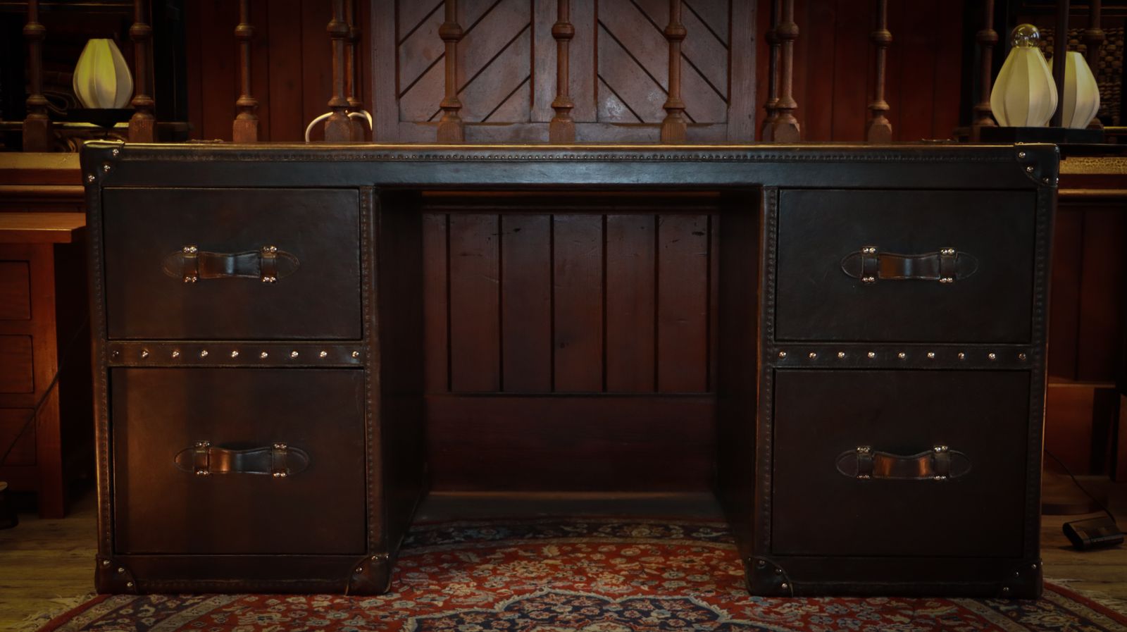 photo buy Stunning Timothy Oulton Halo Stoneyhurst Mayfair Leather Desk Destroyed Black