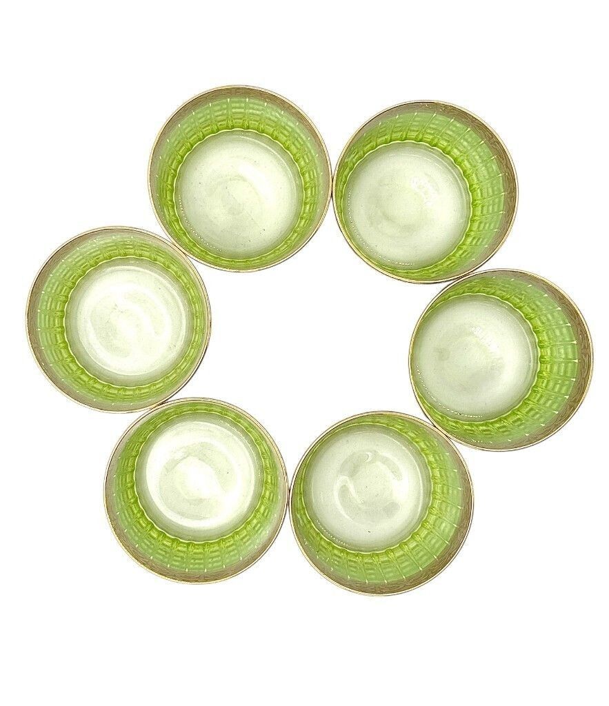 photo buy A Set Of Six Italian Artemisia Green Crystal Tumblers With 24 Ct Gold Decoration