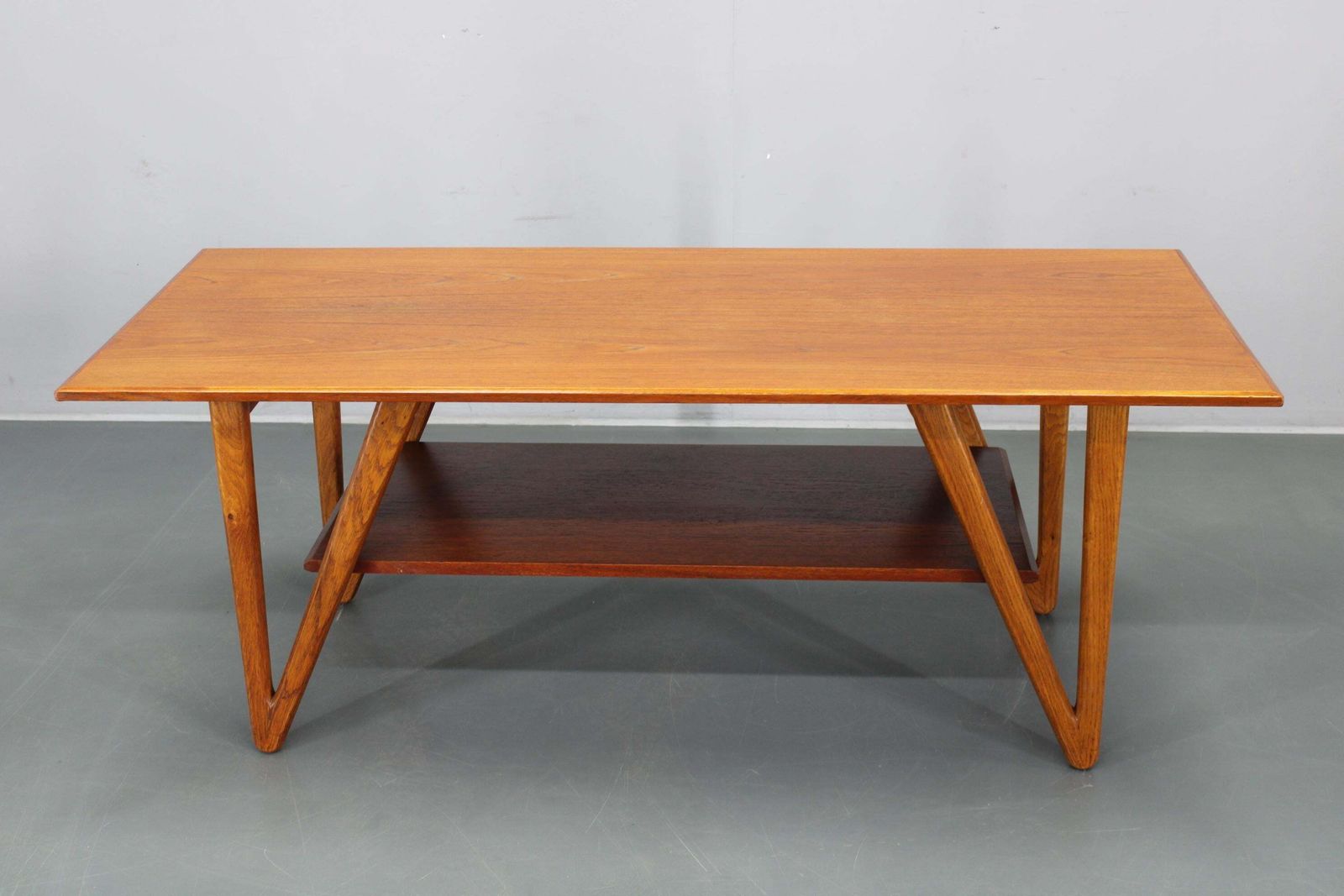 1960s Danish Coffee Table In Teak And Oak, Restored Scandinavian Modern Design photo furniture