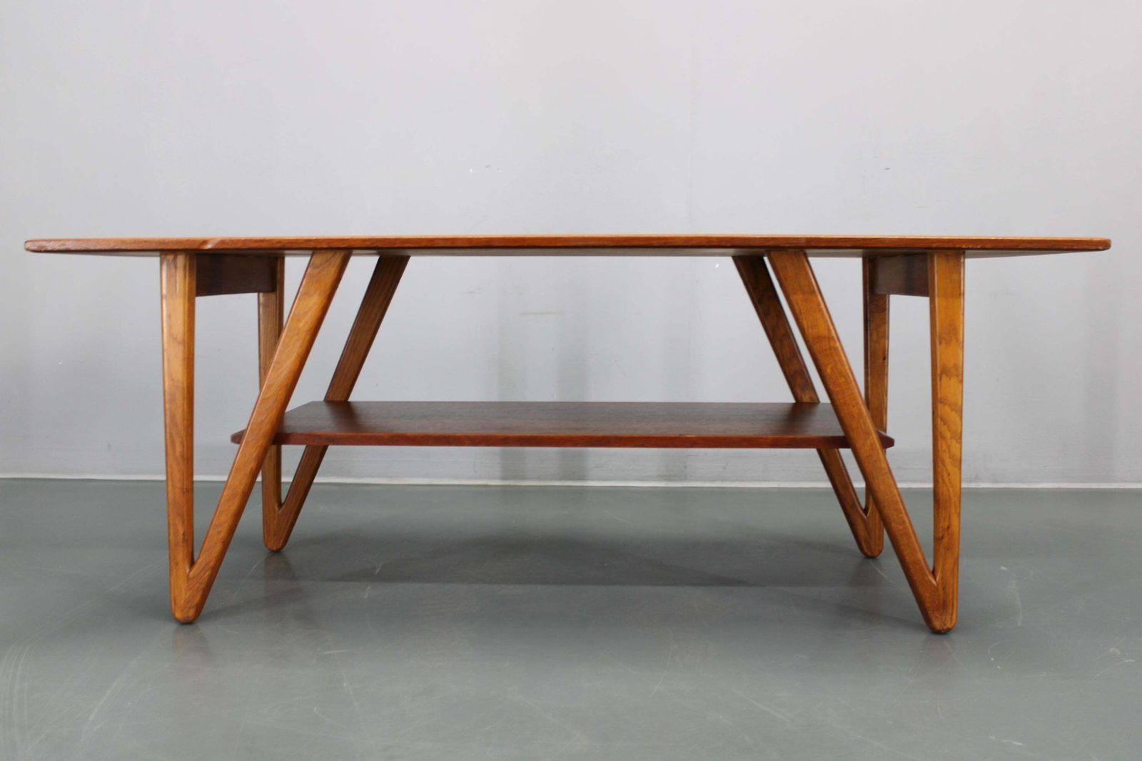 Furniture 1960s Danish Coffee Table In Teak And Oak, Restored Scandinavian Modern Design photo