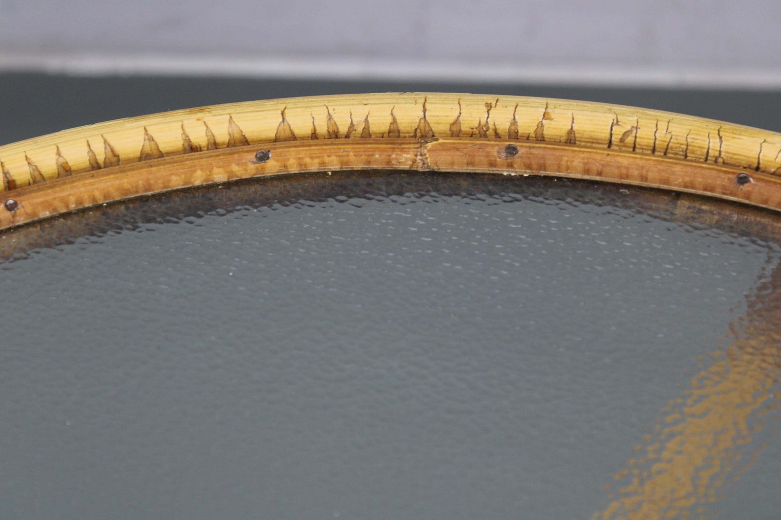photo buy 1960s Italian Rattan Coffee Table With Glass Top, Mid Century Round Design