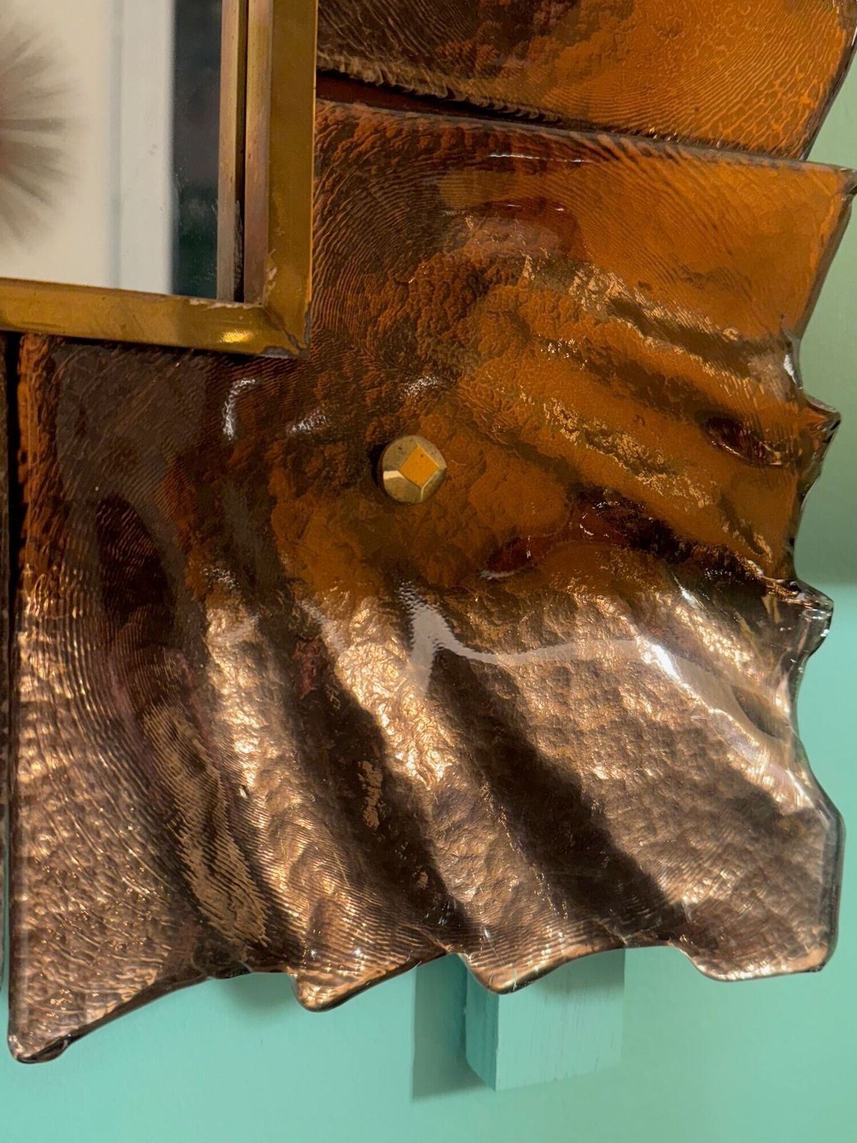 A Stunning Italian Bronze Murano Glass Frammed Mirror With Brass Inner Frame photo buy