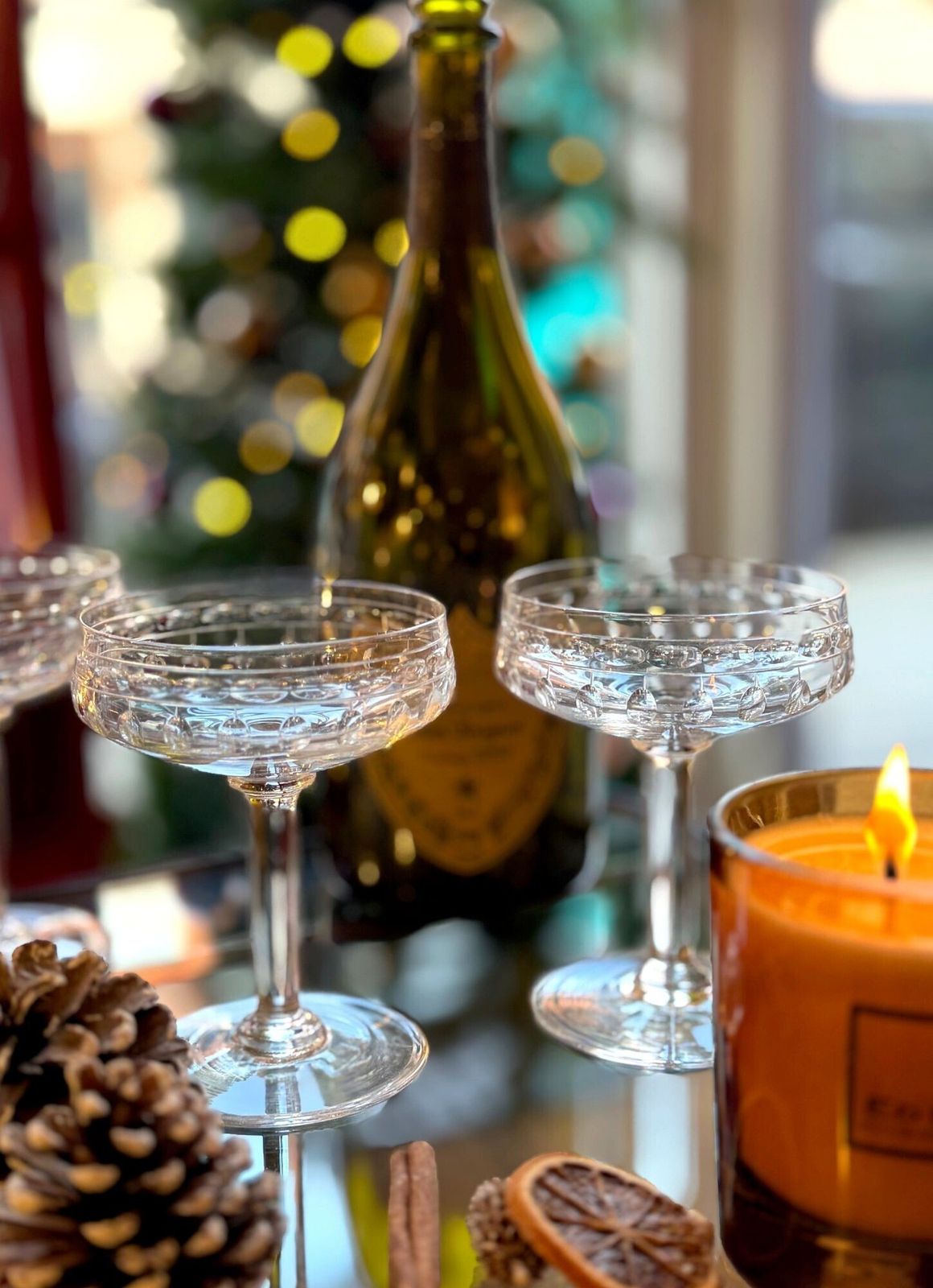 photo for sale A Set Of Six 1940s Val Saint Lambert "Cordoba" Crystal Cocktail / Champagne Coupes