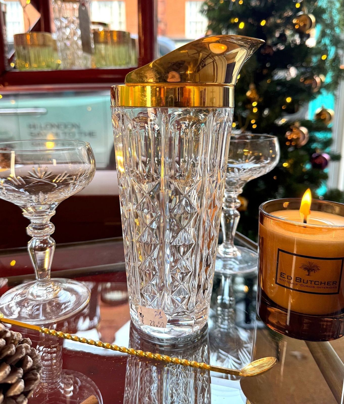 A 1950s Val Saint Lambert Crystal And Gold Plated Cocktail Jug photo vinterior