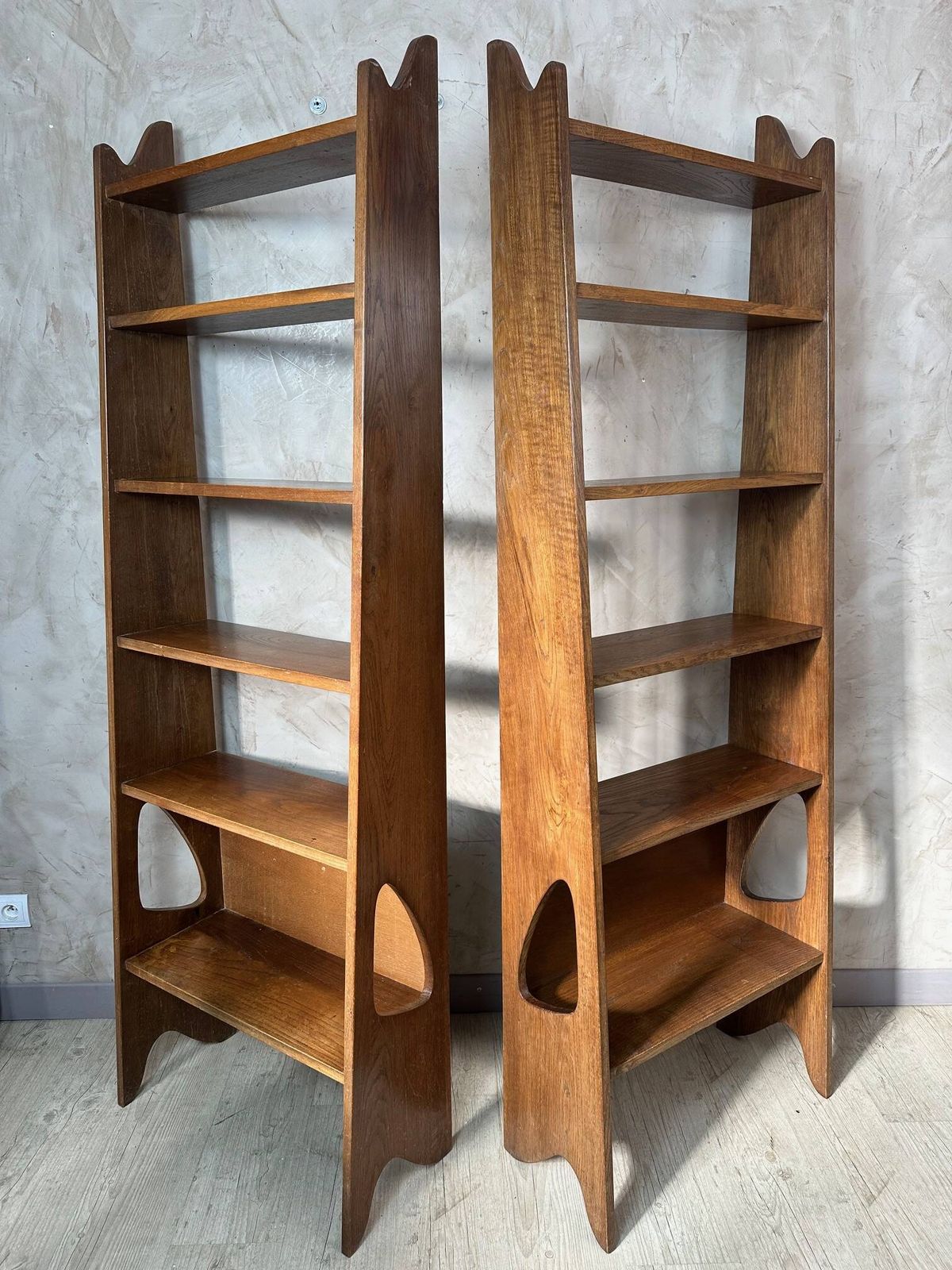 Pair Of Oak Shelves, 1950s, Modernist photo furniture