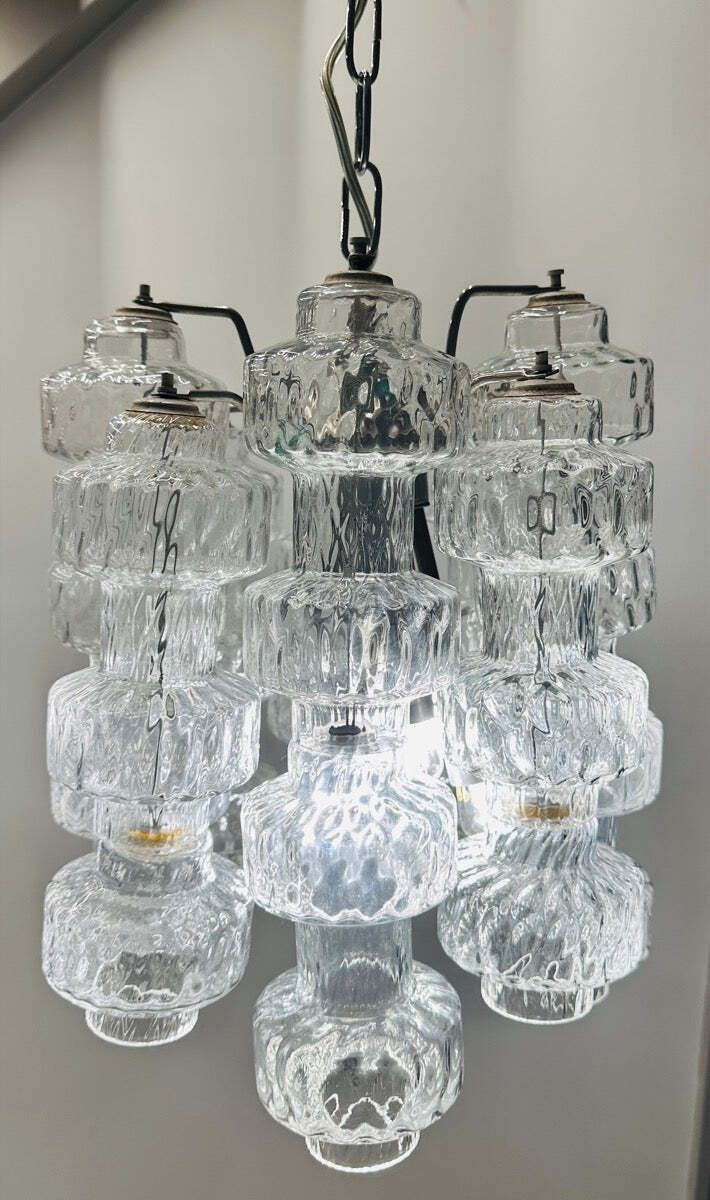 1960s Italian Murano Dumbbell Murano Clustered Glass Chandelier By Venini photo Lighting