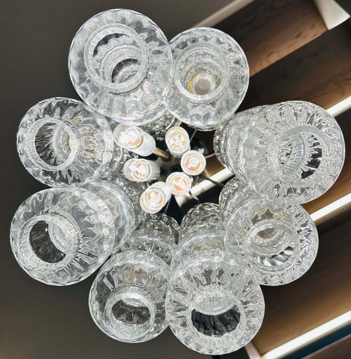 photo for sale 1960s Italian Murano Dumbbell Murano Clustered Glass Chandelier By Venini